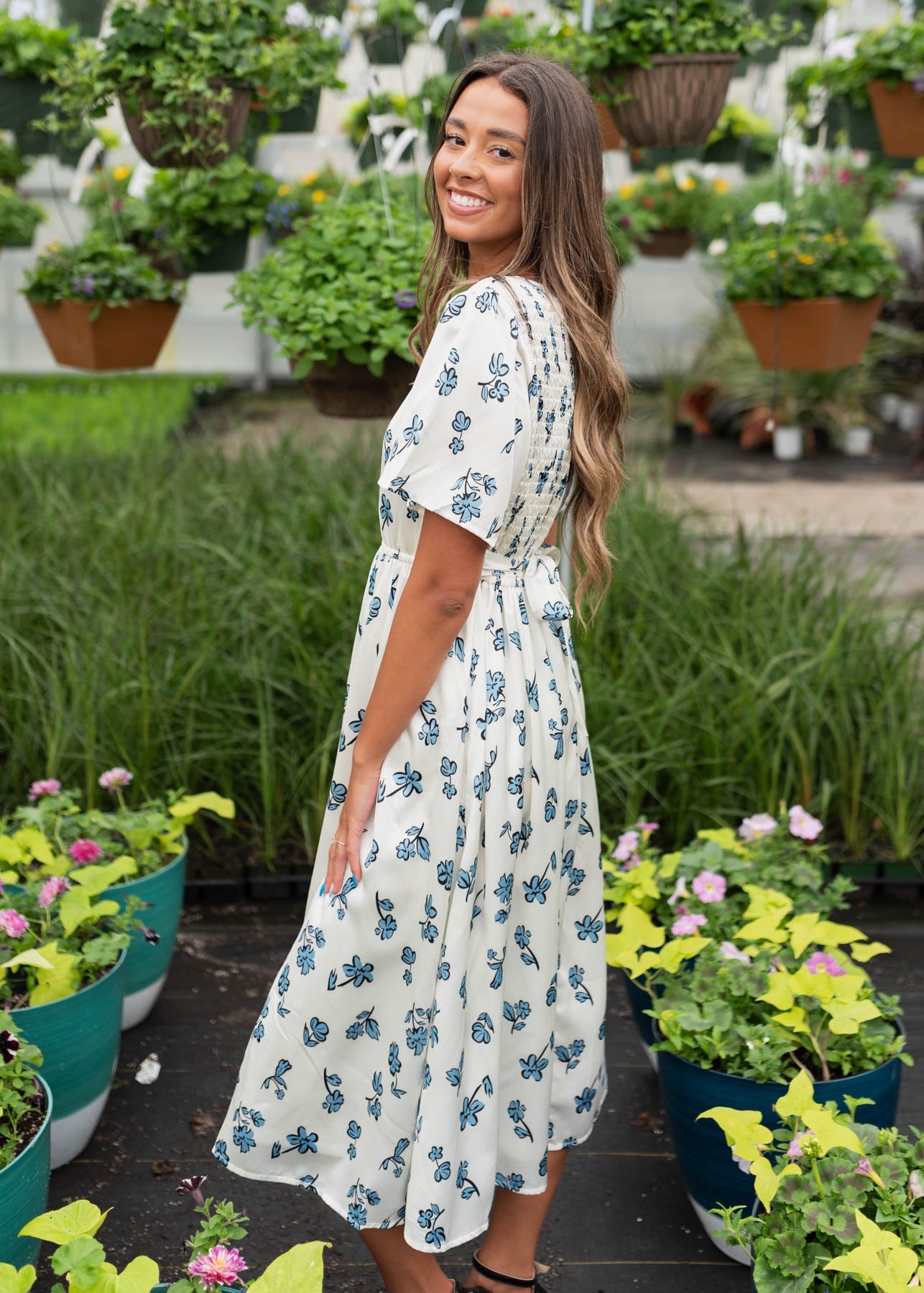 Evelyn Blue Floral Dress