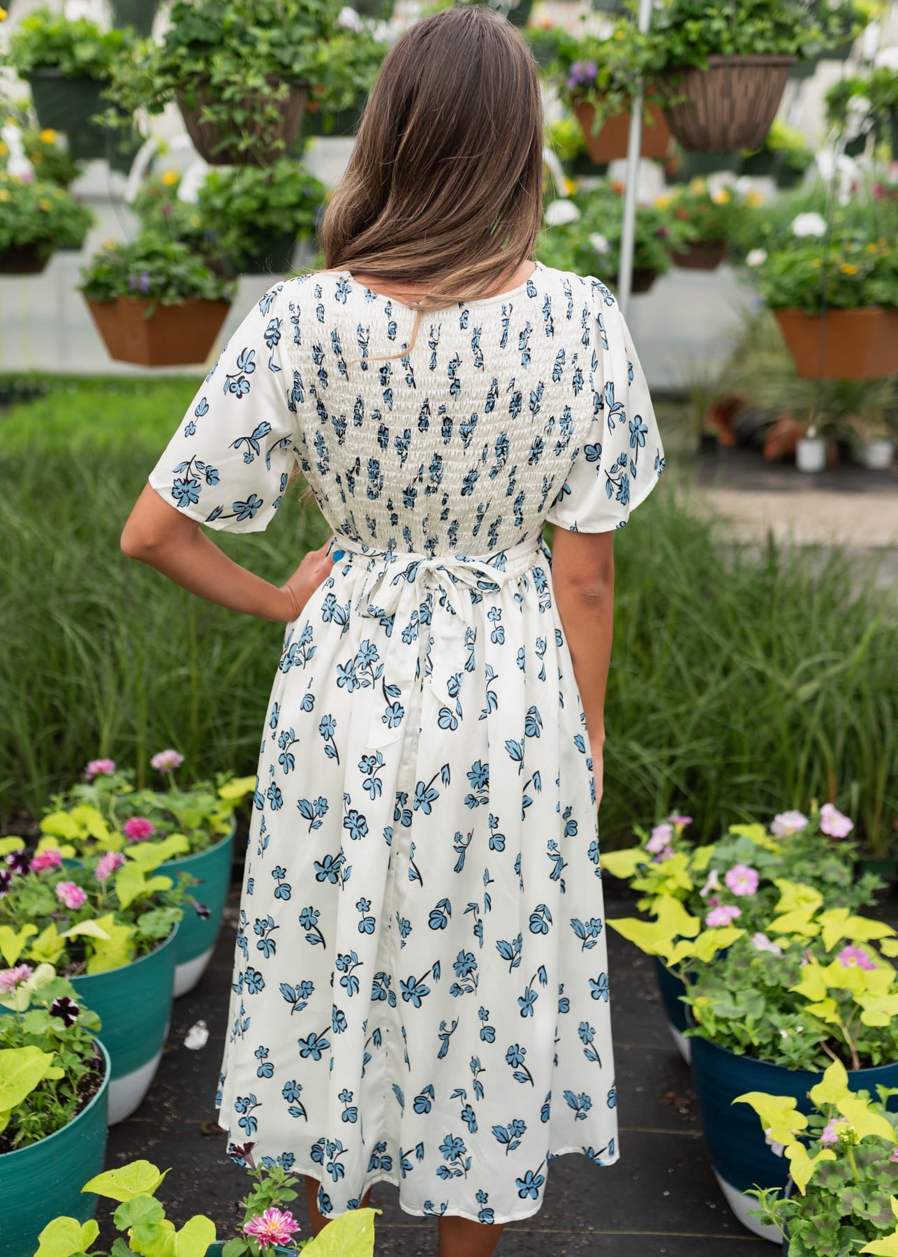 Evelyn Blue Floral Dress