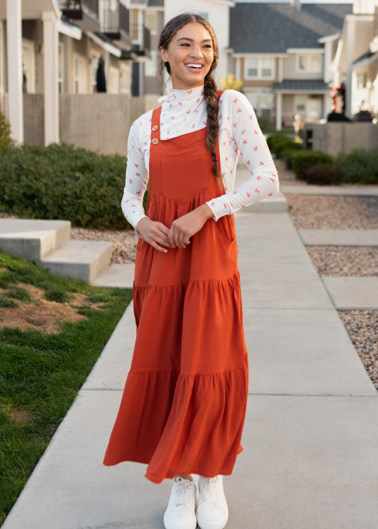 Everlee Rust Overall Dress