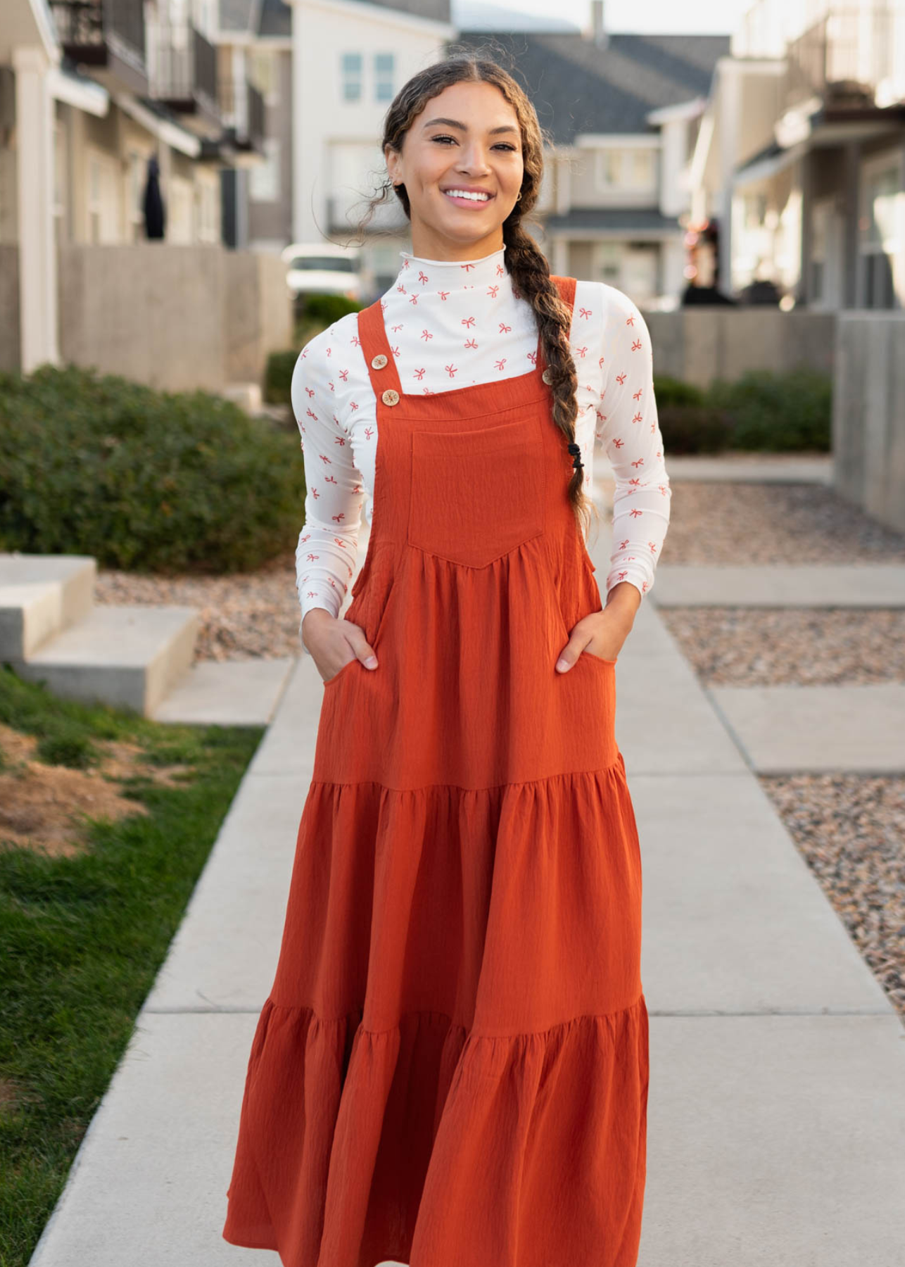 Everlee Rust Overall Dress