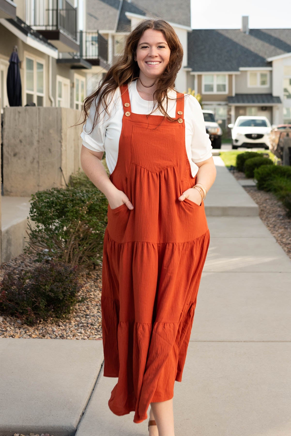 Everlee Rust Overall Dress