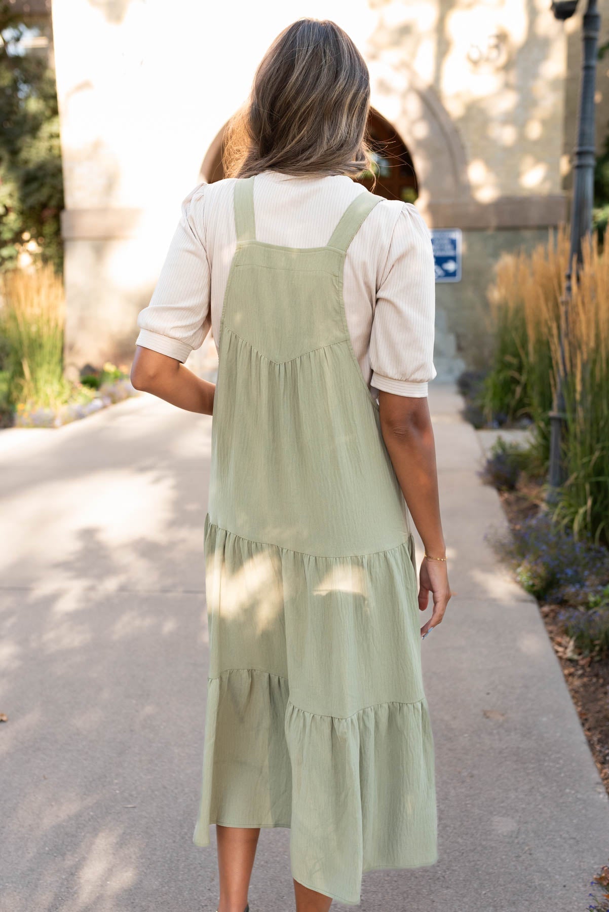 Everlee Sage Green Overall Dress