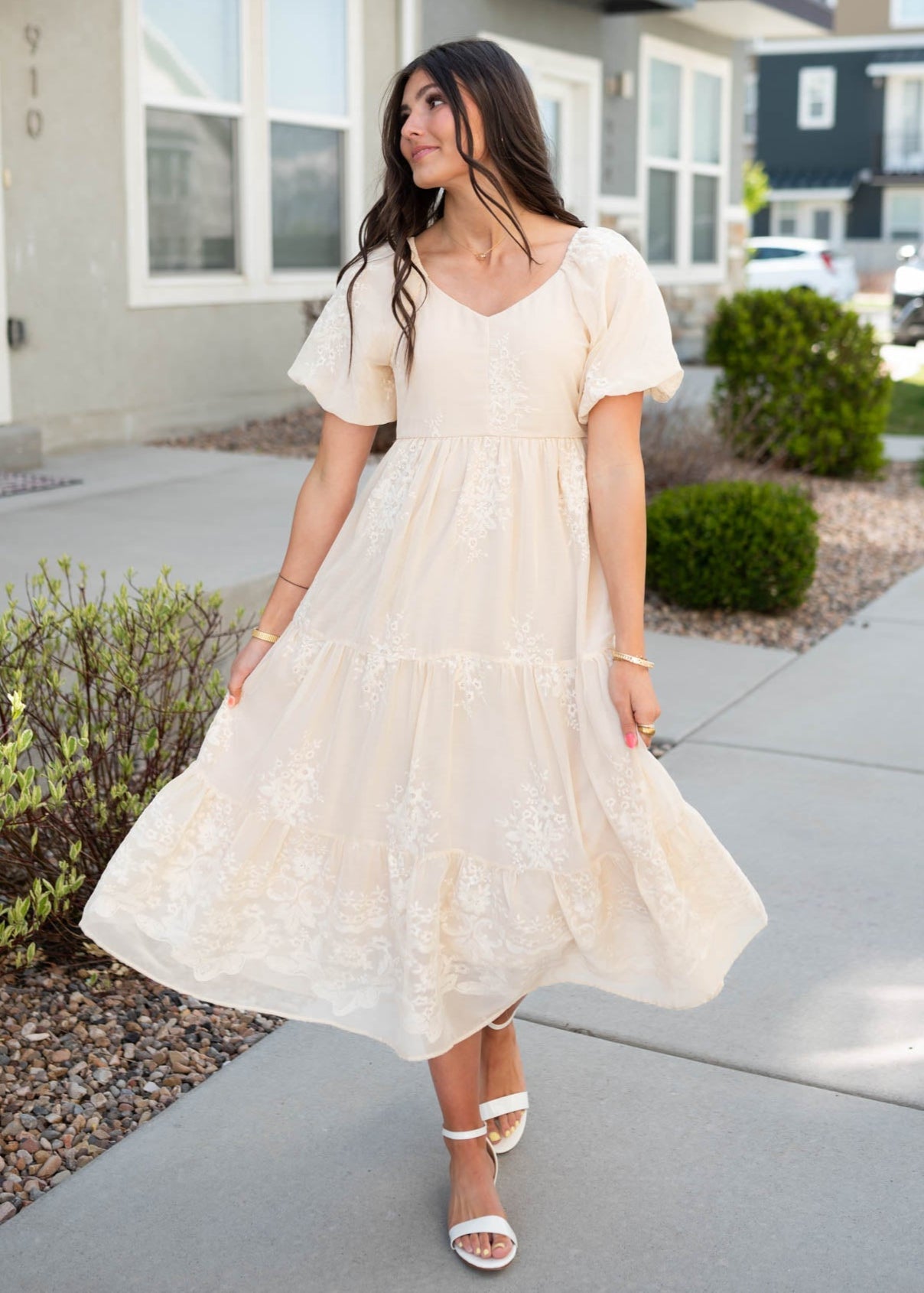 Everleigh Natural Embroidered Dress