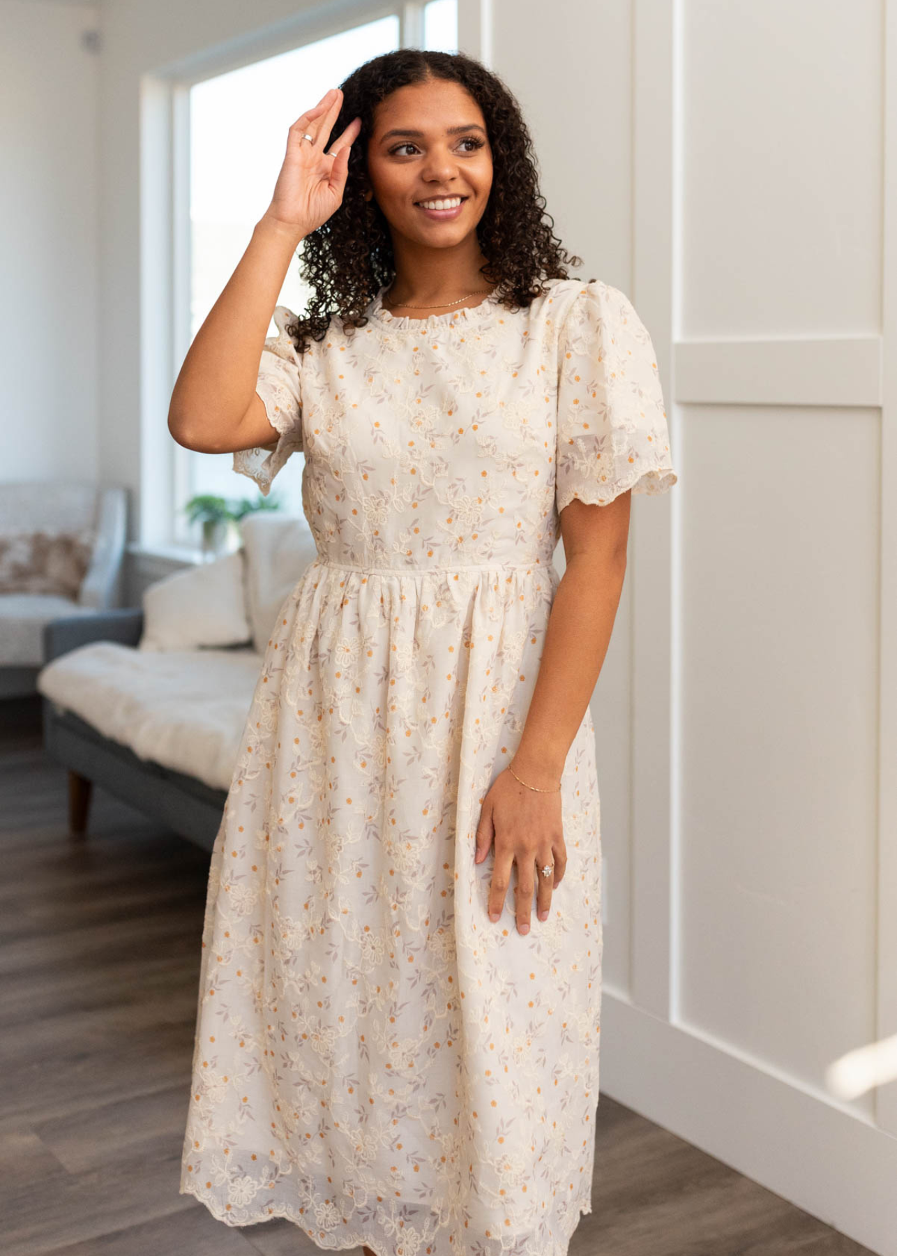 Everly Marigold Embroidered Dress