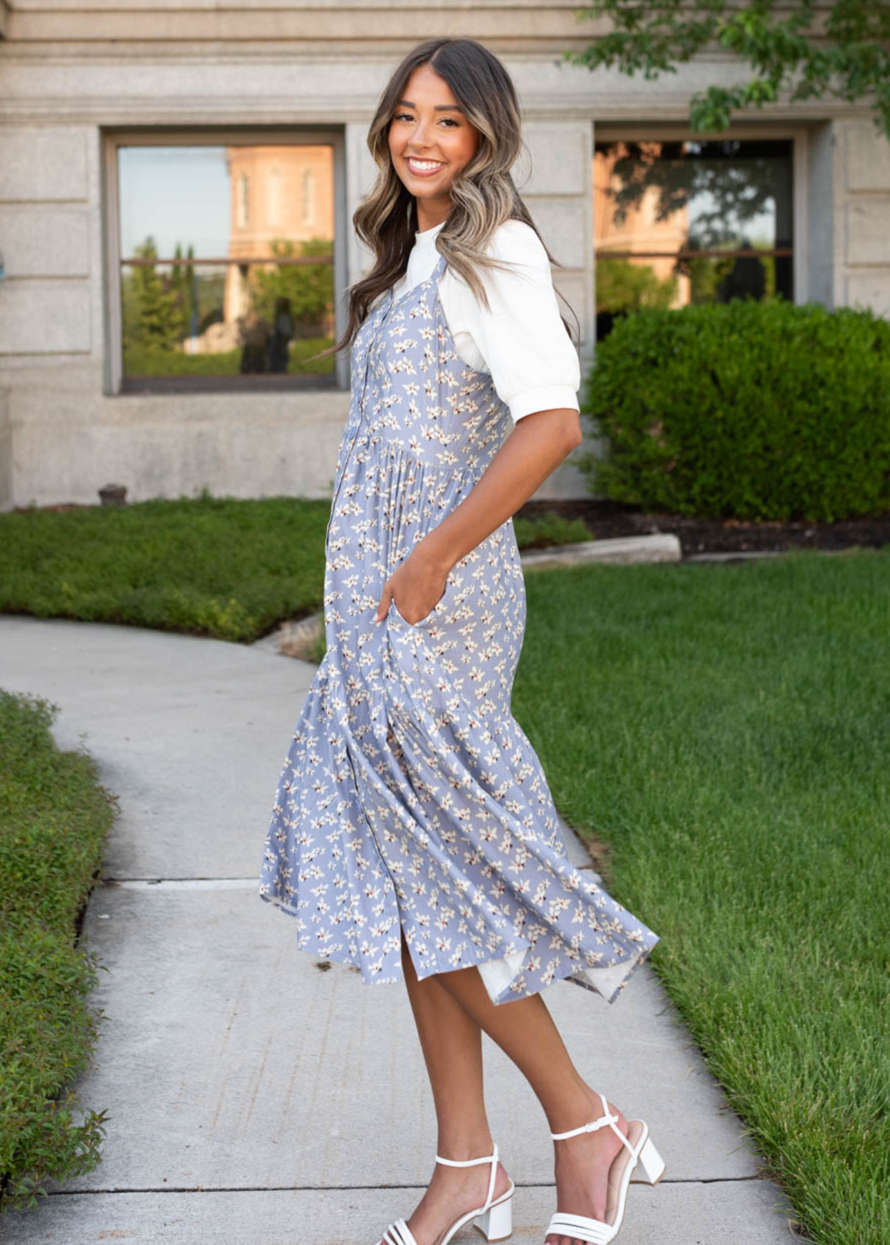 Evie Dusty Blue Jumper Dress