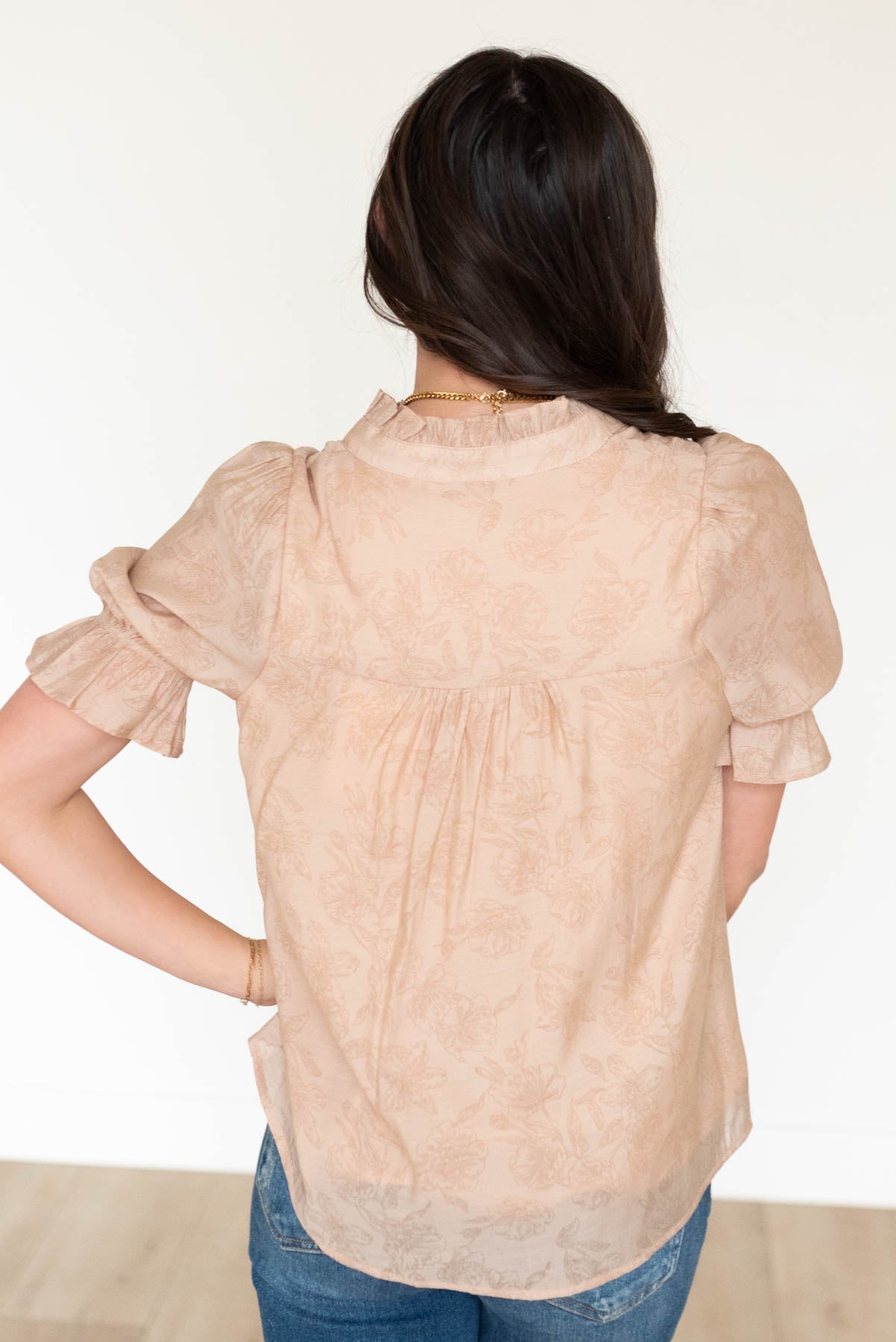 Evonne Taupe Floral Blouse