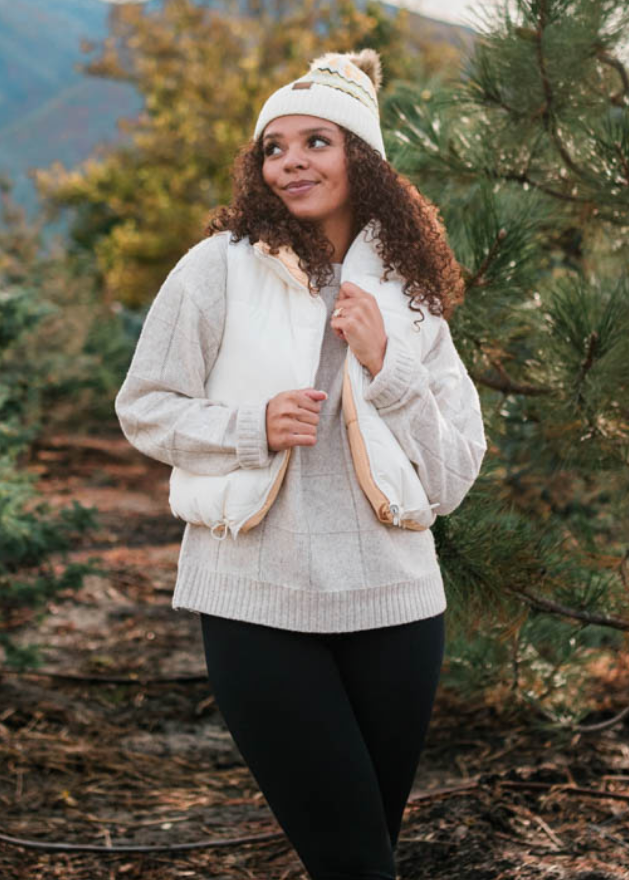 Evy Ivory Reversible Puff Vest