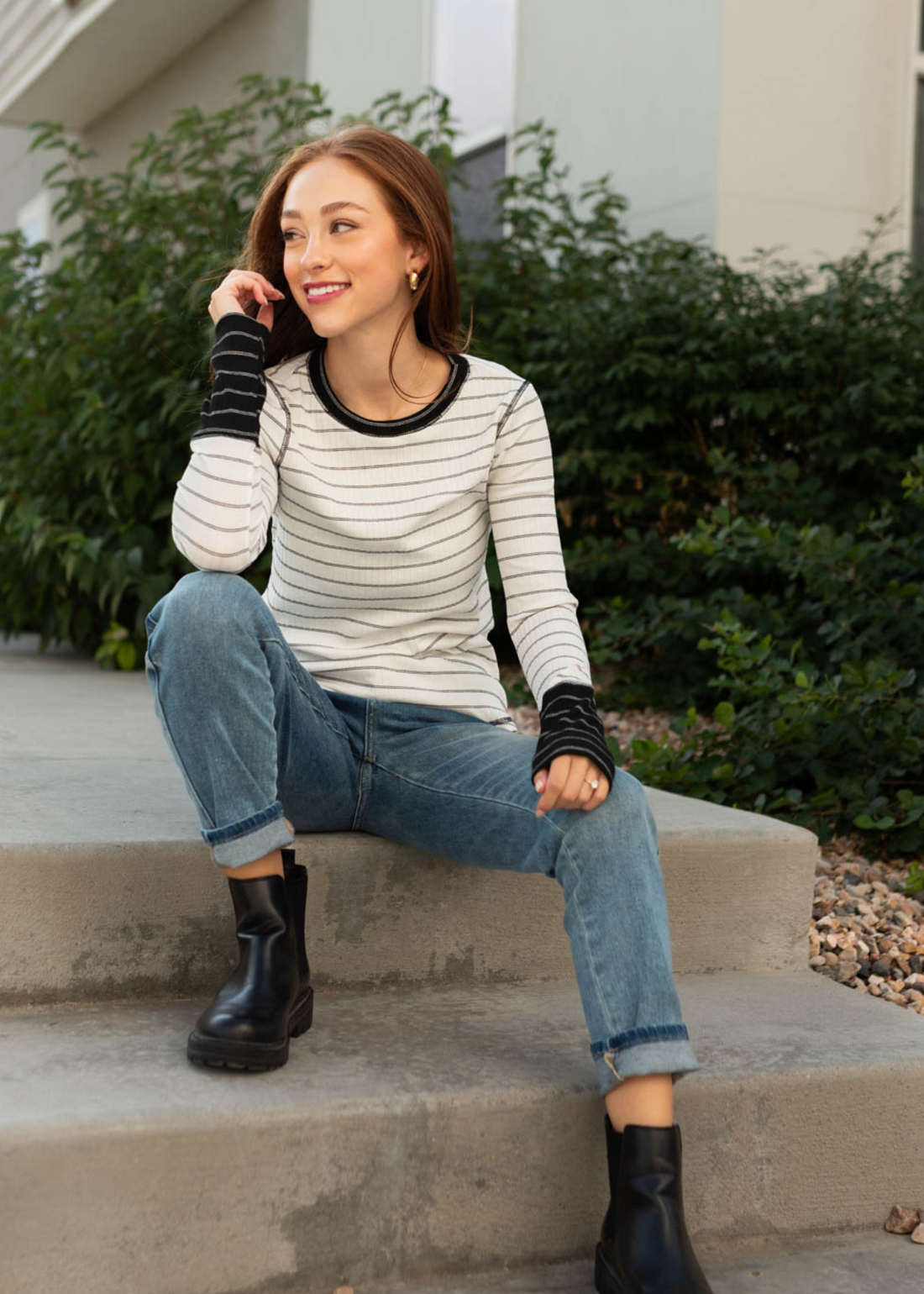 Farah Black Striped Top
