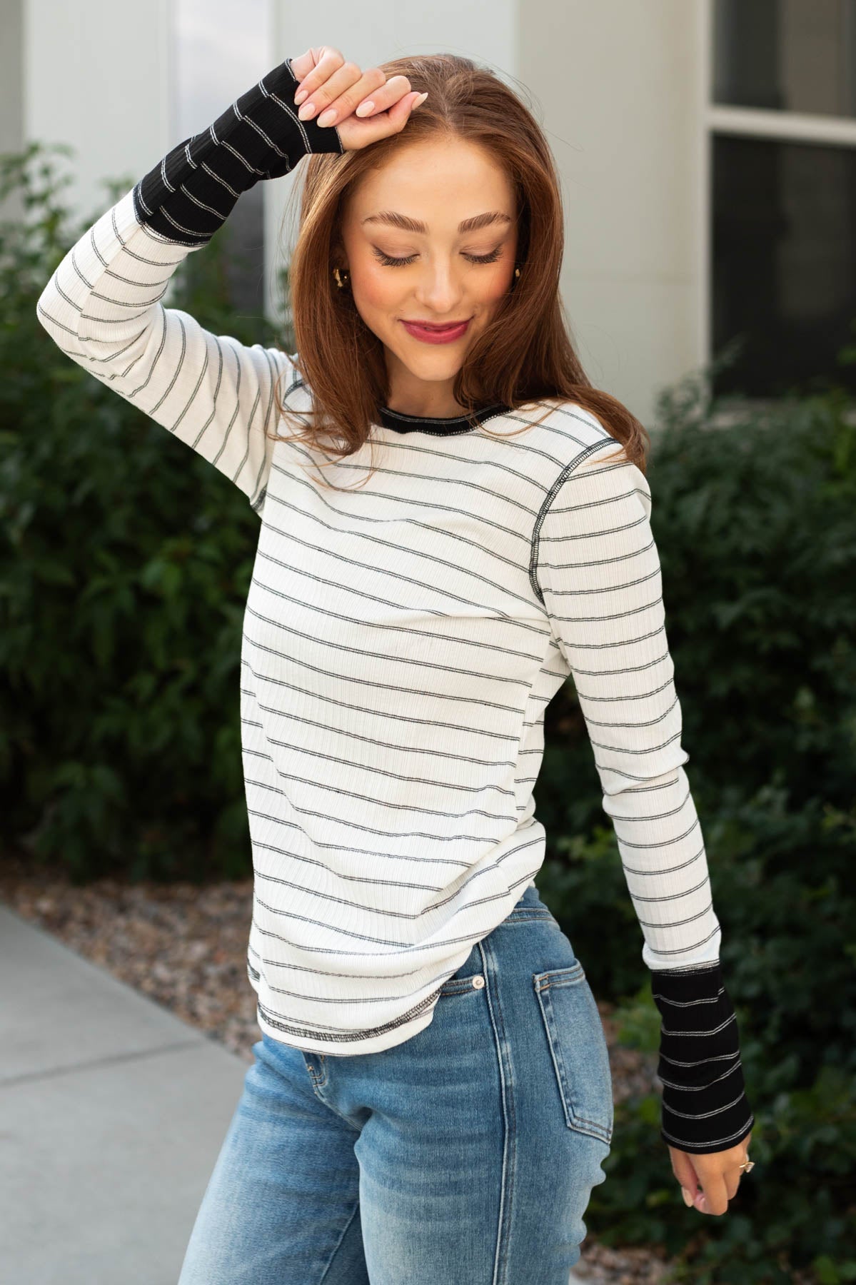 Farah Black Striped Top