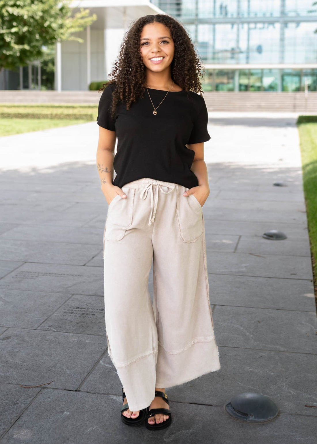 Faye Taupe Wide Leg Pants