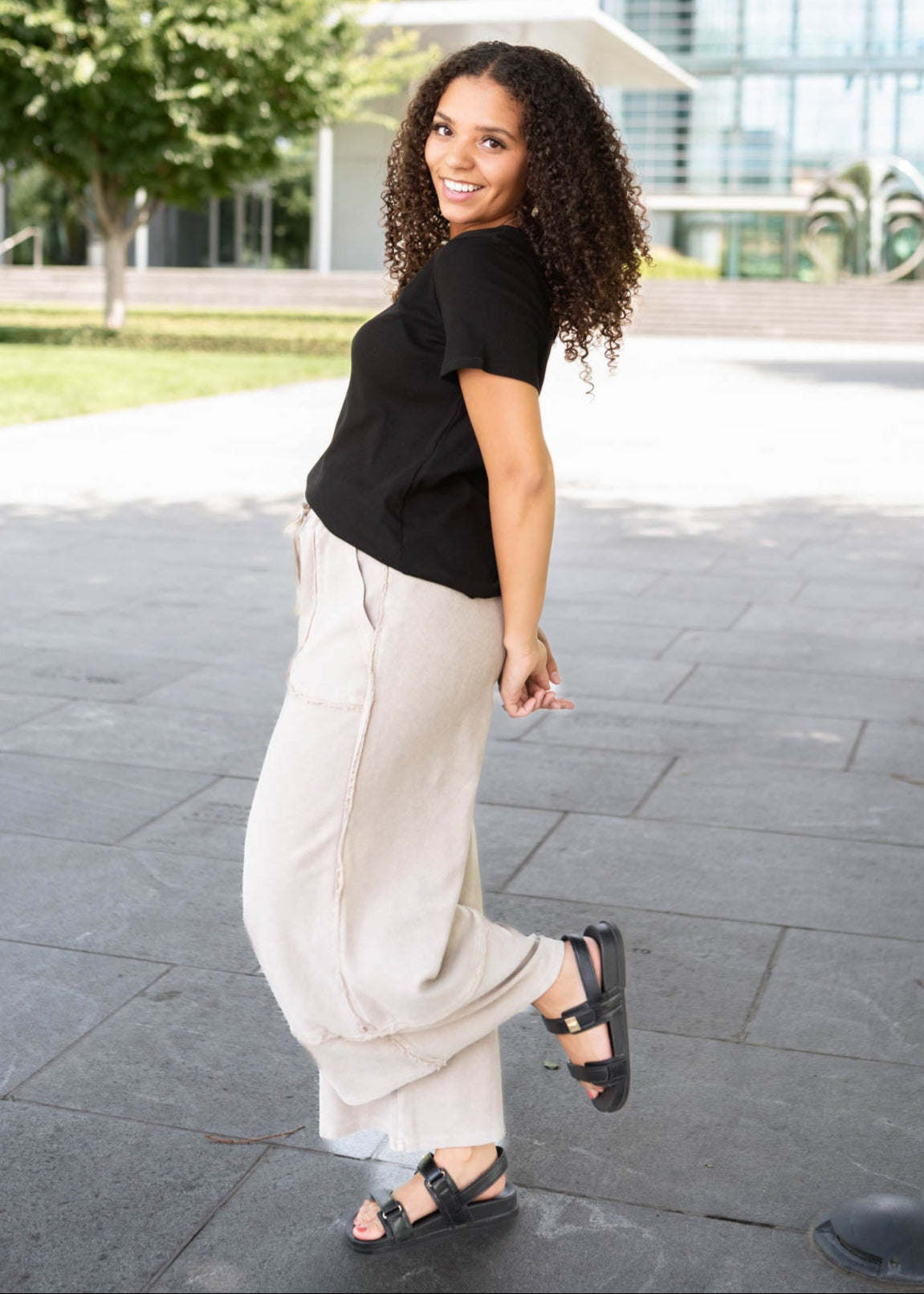 Faye Taupe Wide Leg Pants