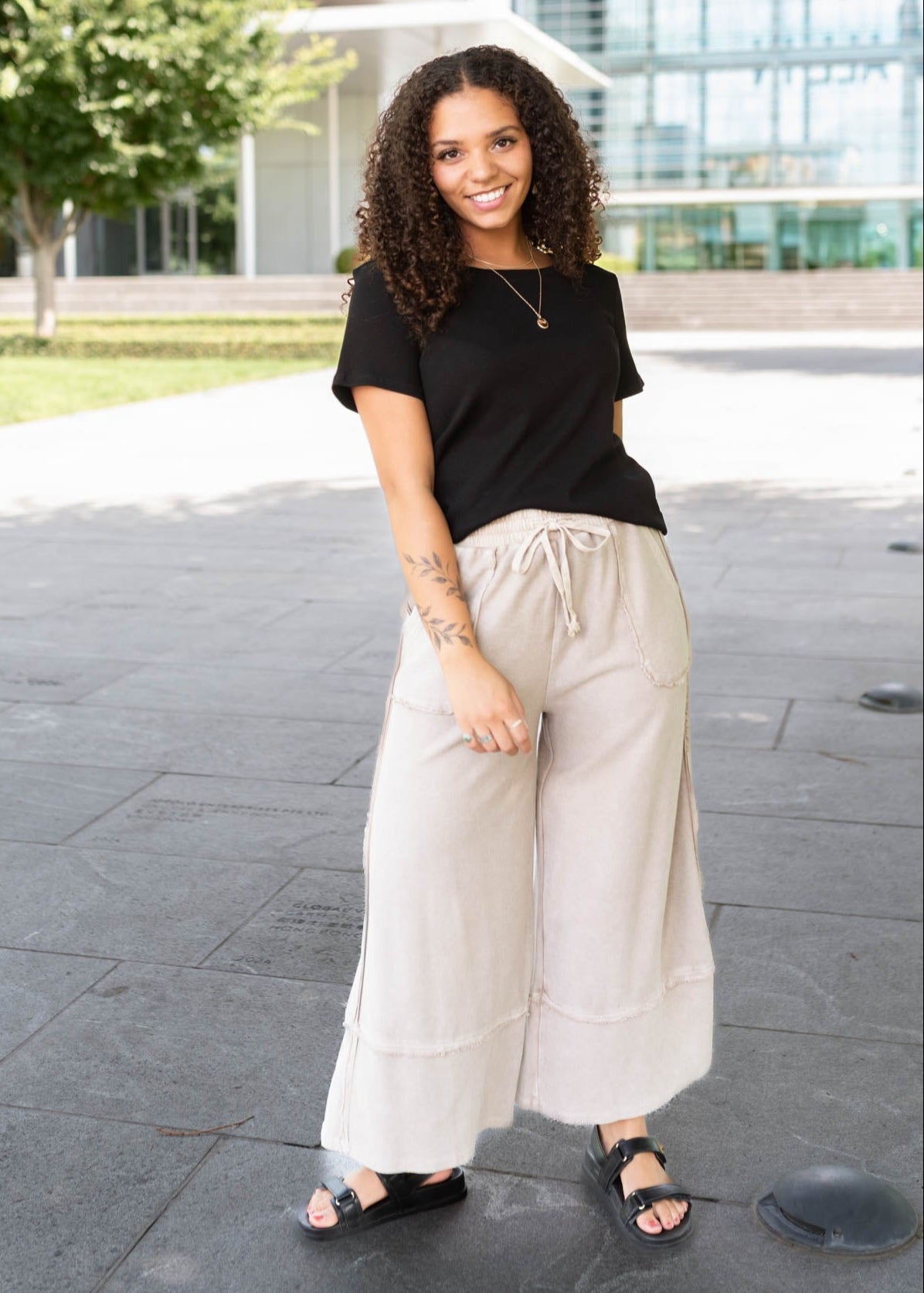Faye Taupe Wide Leg Pants