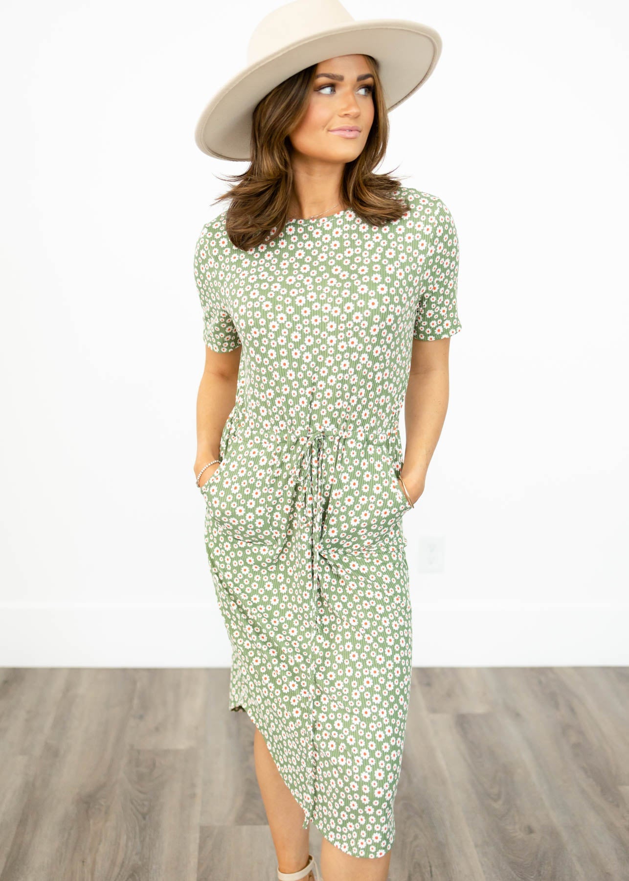 Julia Olive Floral Dress