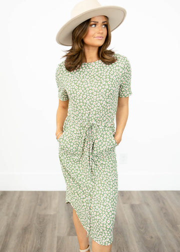 Julia Olive Floral Dress