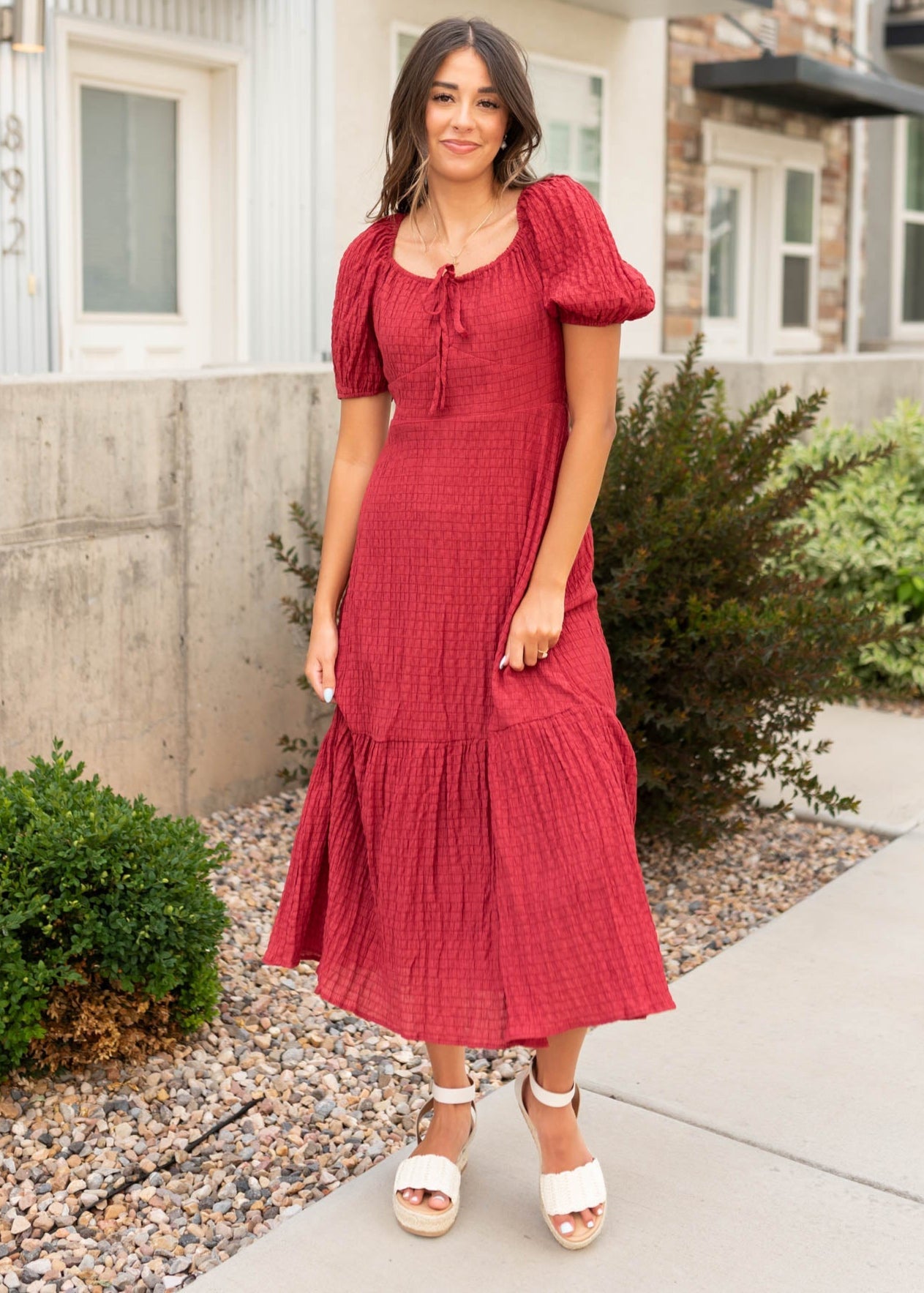 Finley Burgundy Textured Dress