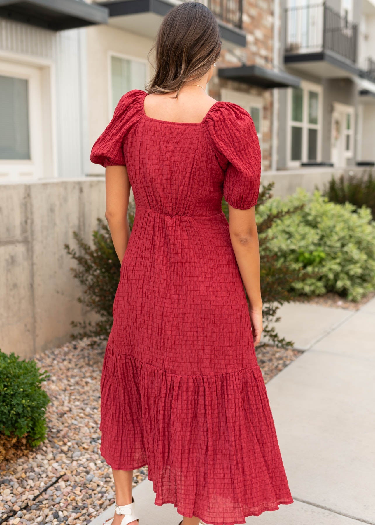 Finley Burgundy Textured Dress