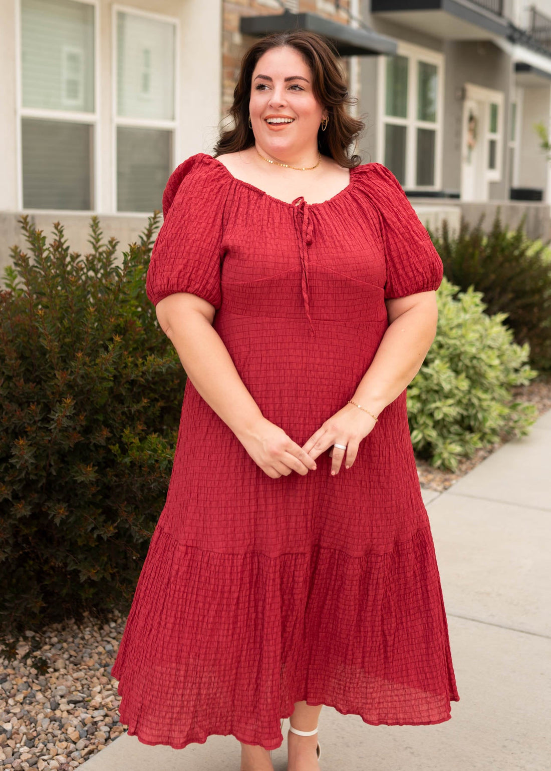 Finley Burgundy Textured Dress