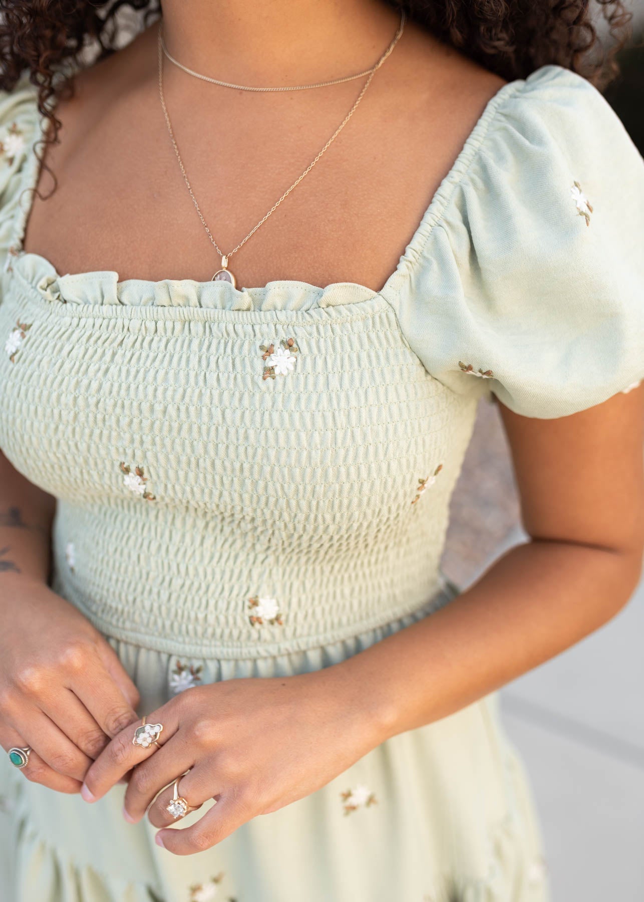 Fleur Olive Puff Sleeve Dress