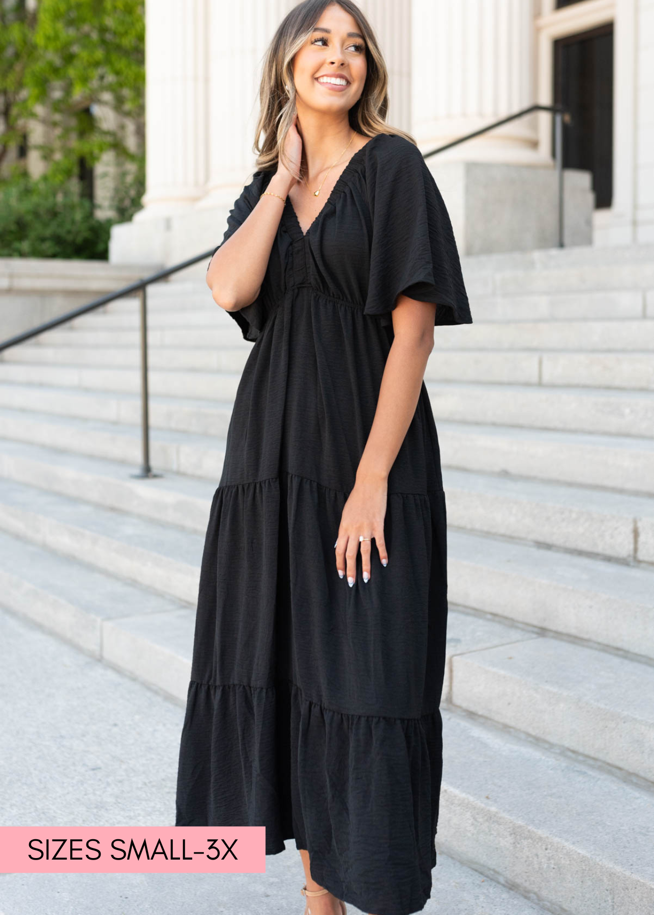 Florence Black Tiered Maxi Dress