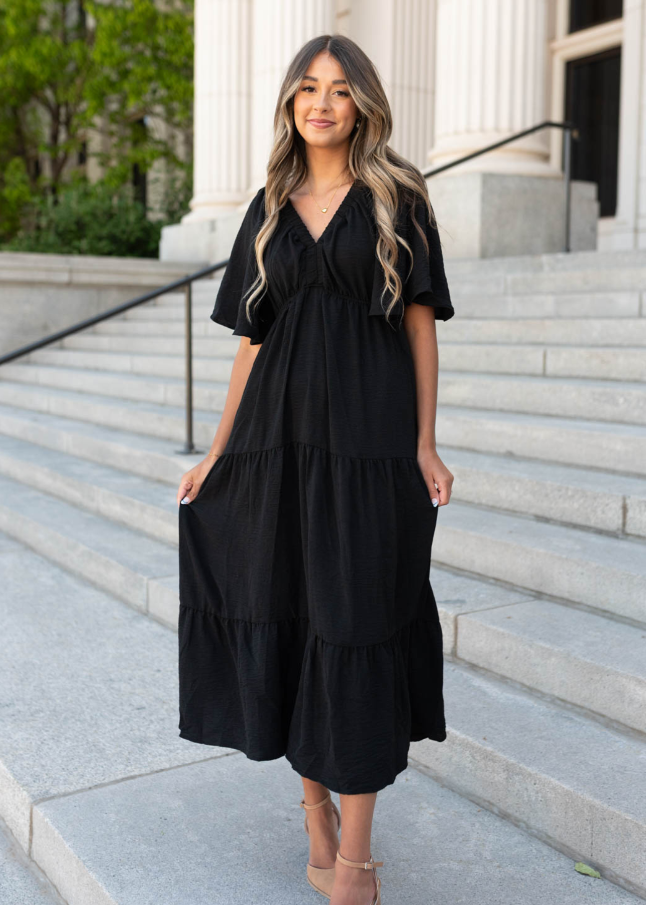 Florence Black Tiered Maxi Dress