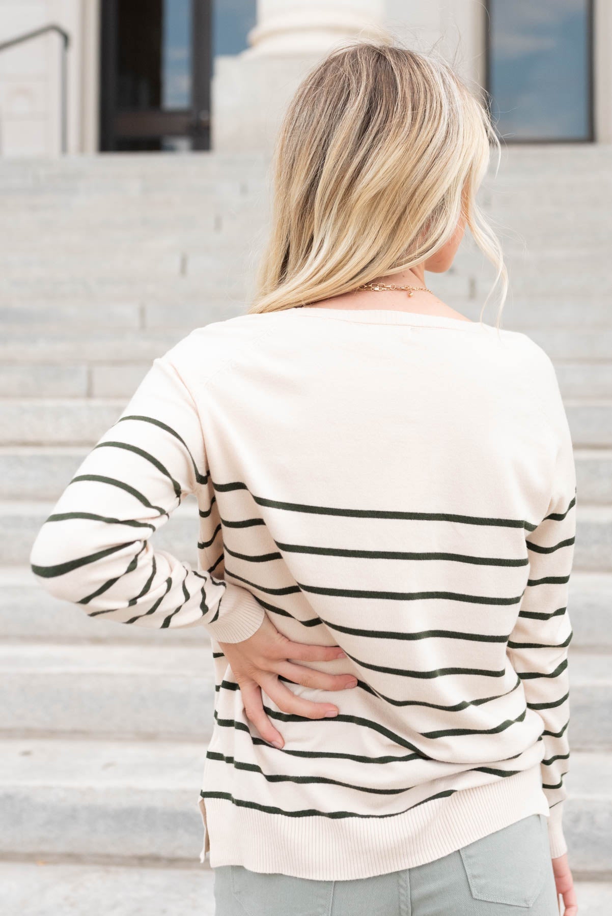 Frances Green Stripe Long Sleeve Top