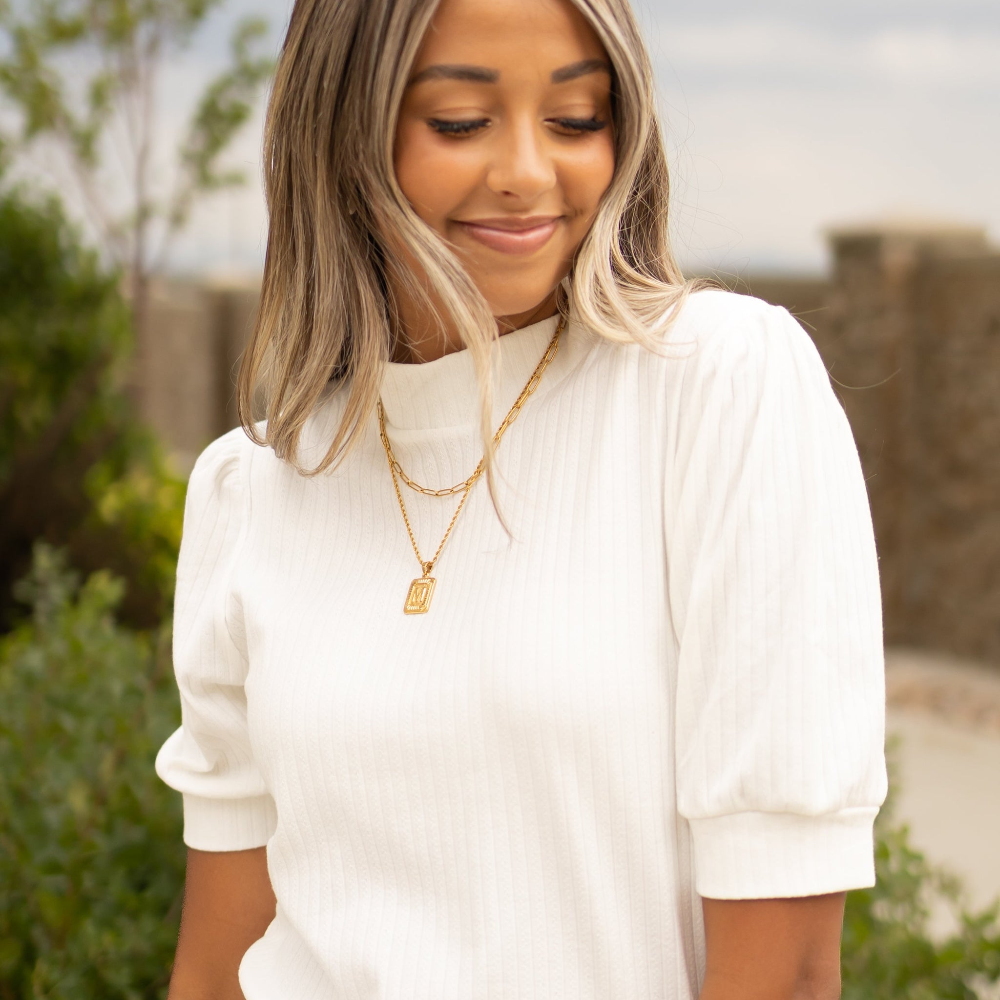 Genesie Off White Textured Top