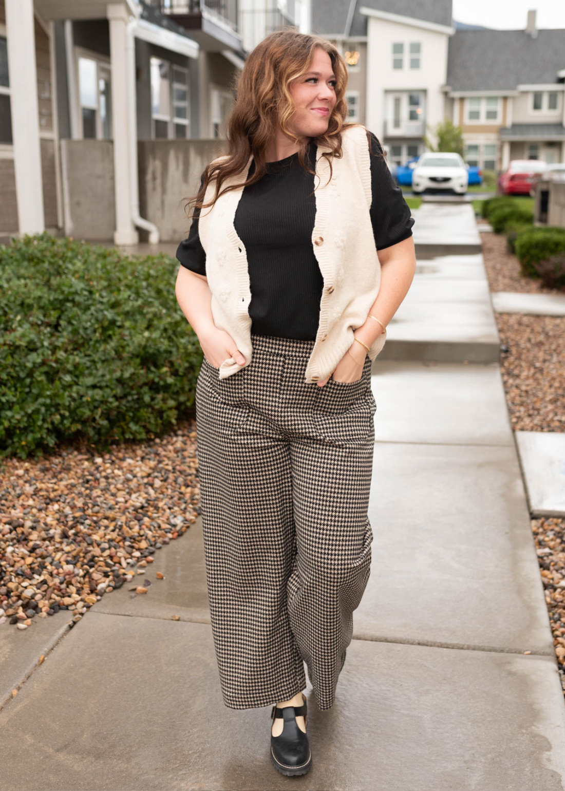 Geneva Black Houndstooth Pants