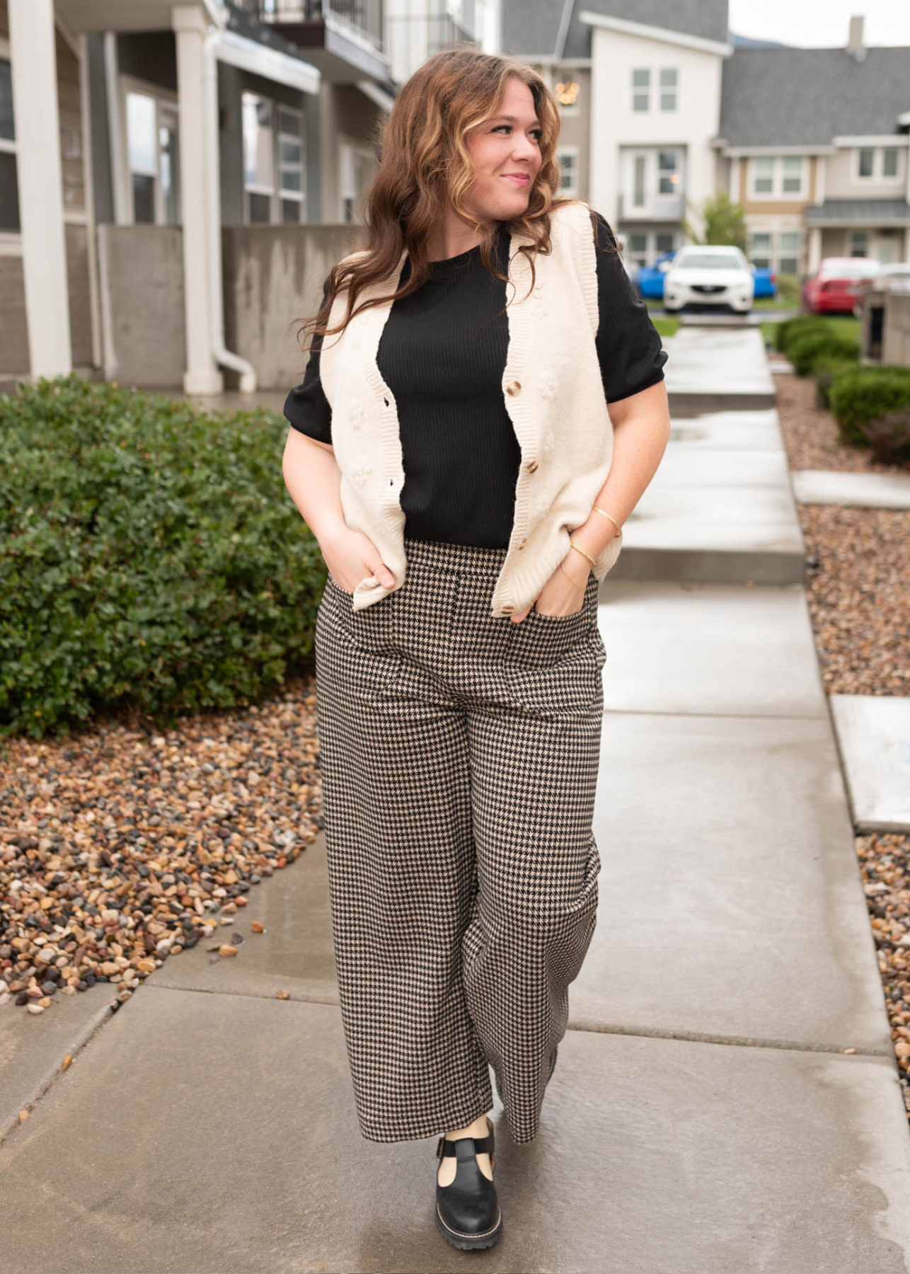 Geneva Black Houndstooth Pants