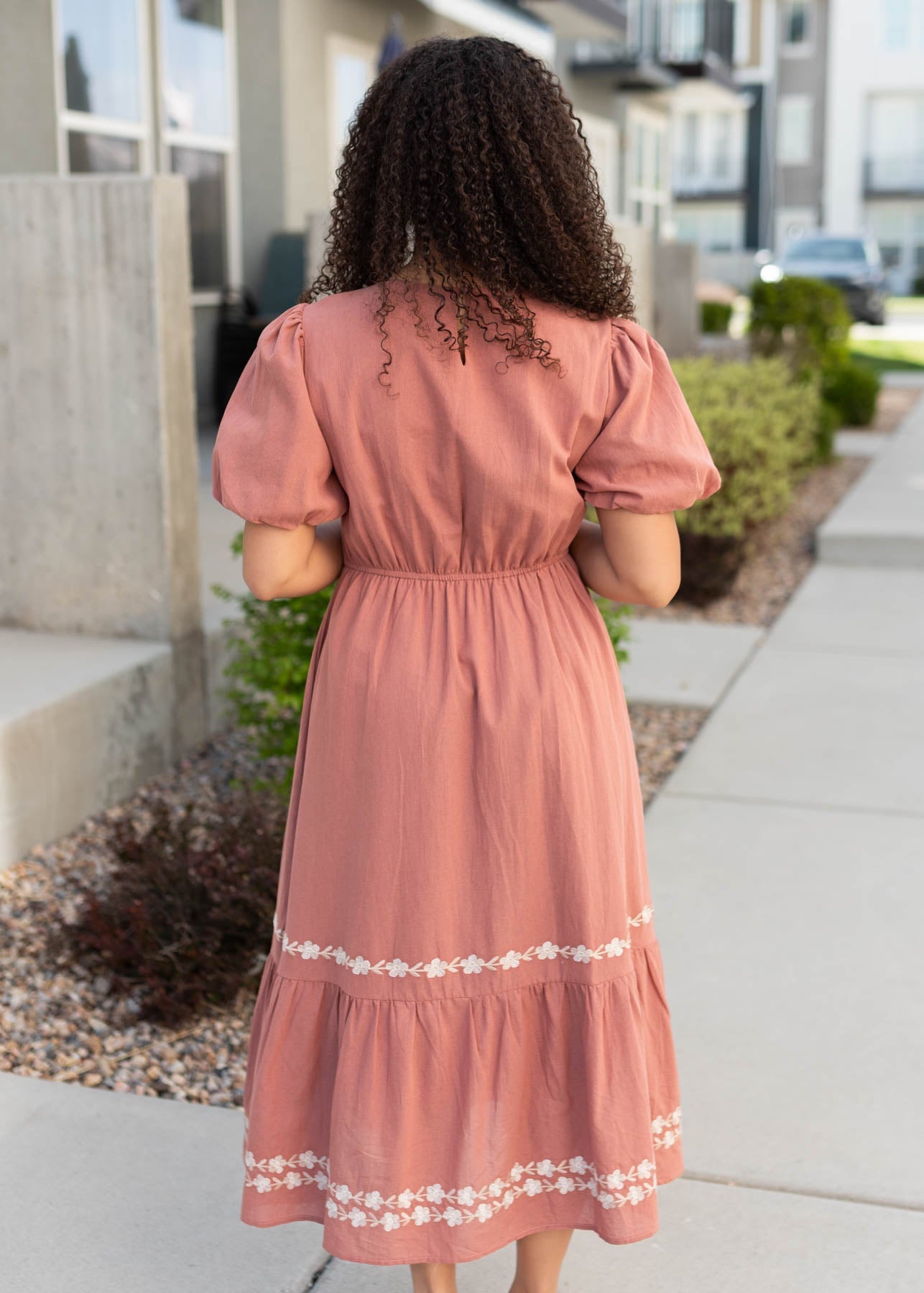 Genevieve Dark Rose Embroidered Dress