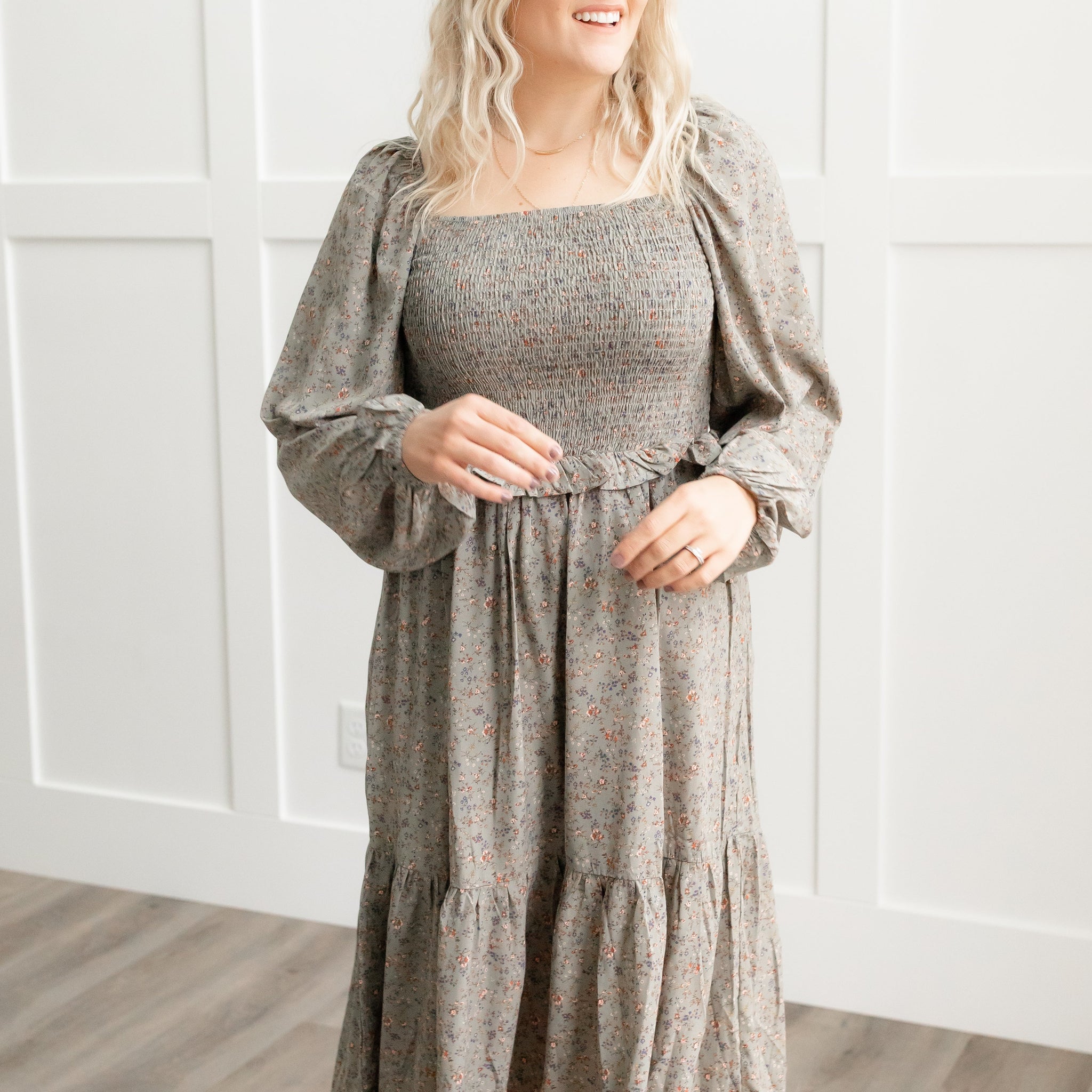 Genoa Olive Floral Dress