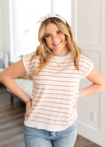 Georgia Coral Stripe Top