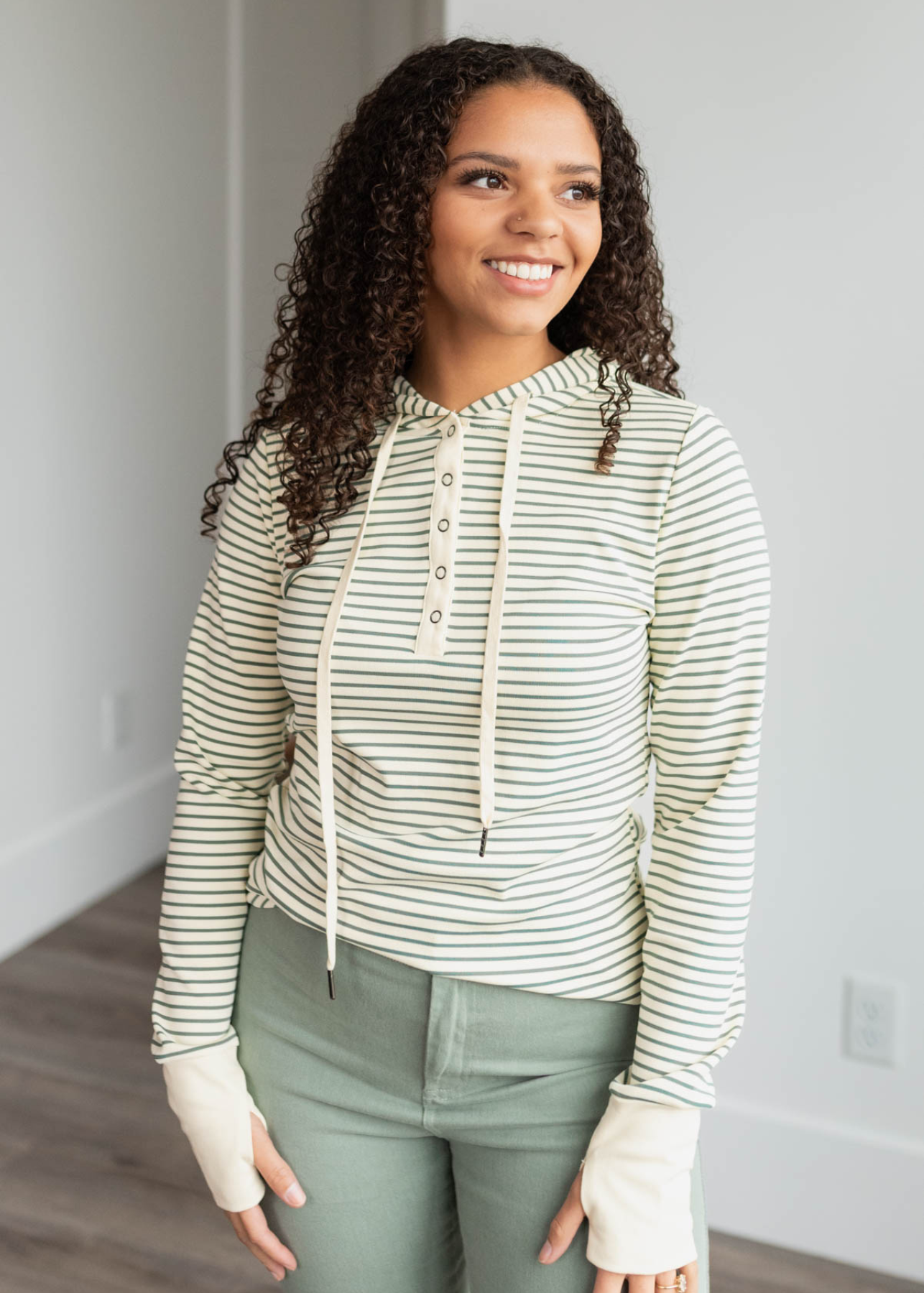 Georgia Green Stripe Hooded Pullover