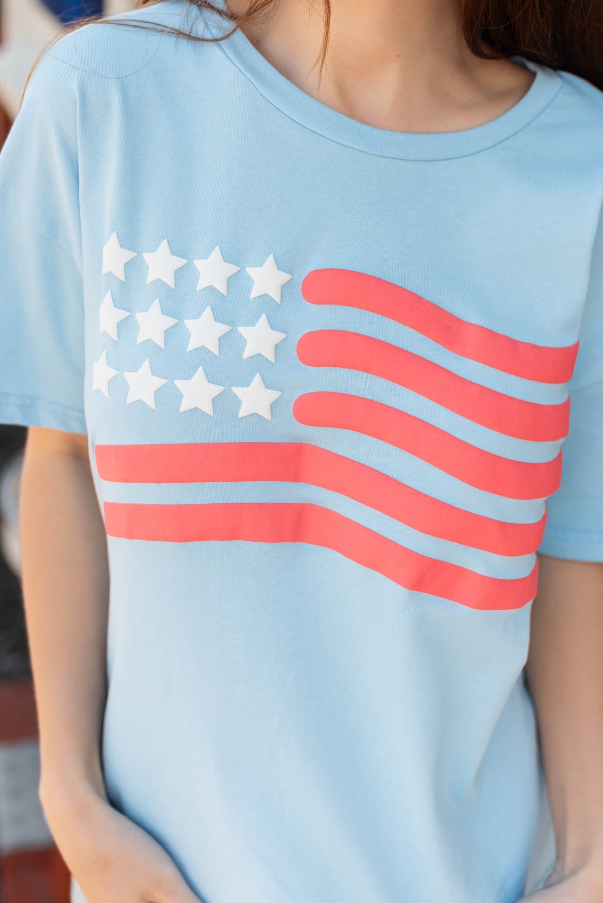 Georgie Light Blue American Flag Top