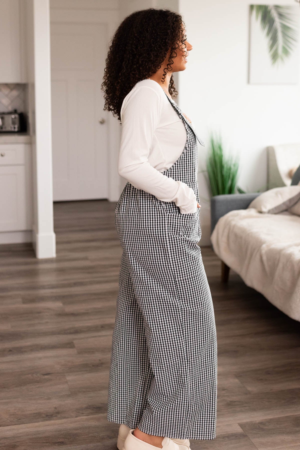 Gianna Black Gingham Overalls