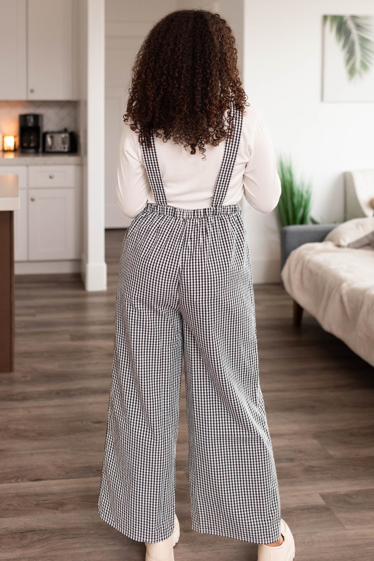 Gianna Black Gingham Overalls