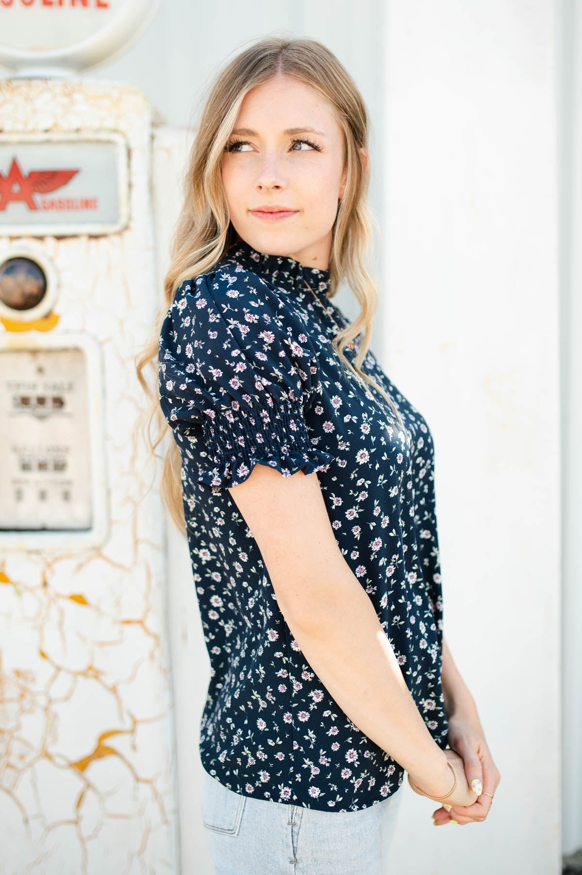 Gianni Navy Floral Top