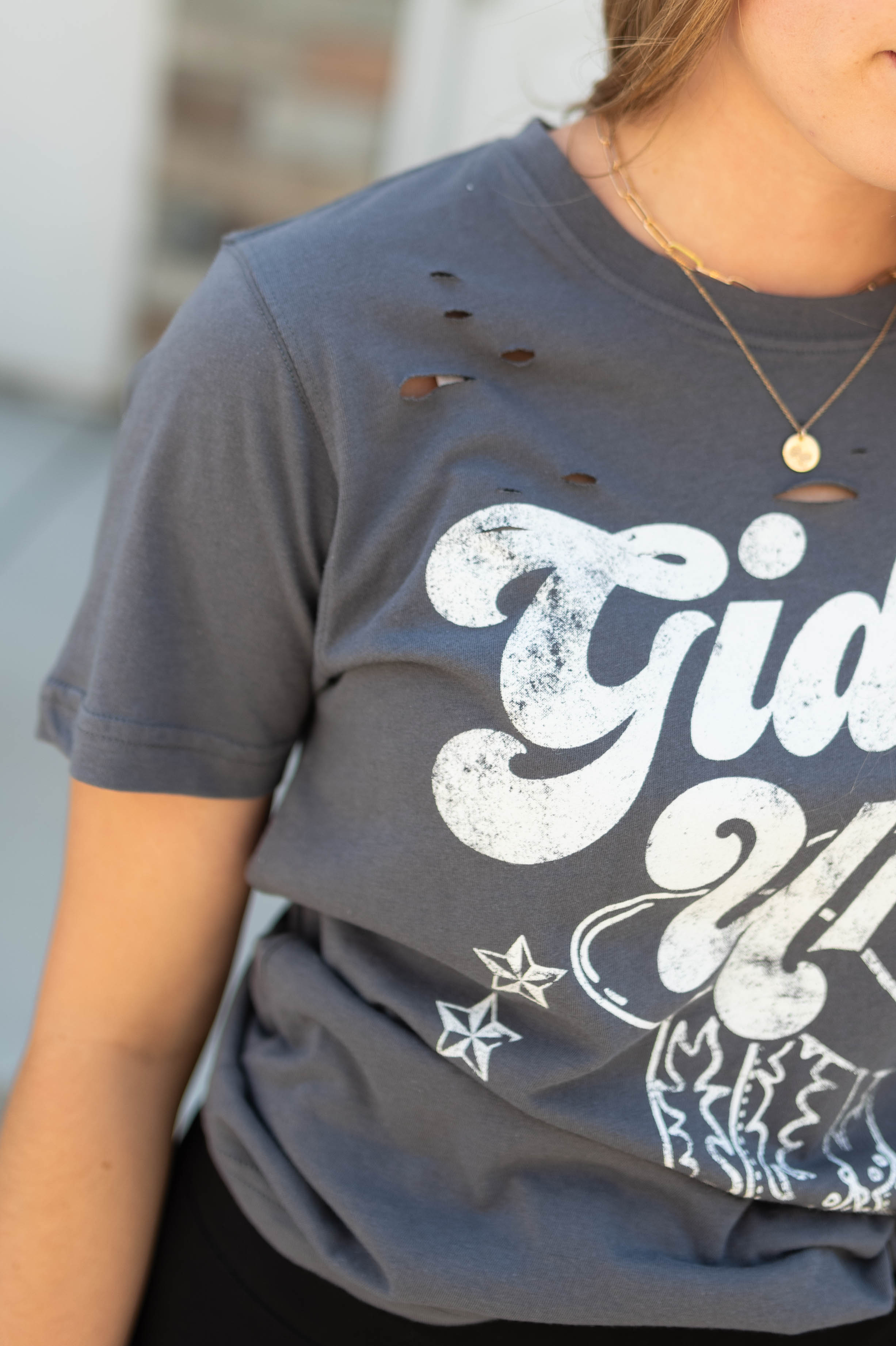 Giddy Up Charcoal Top