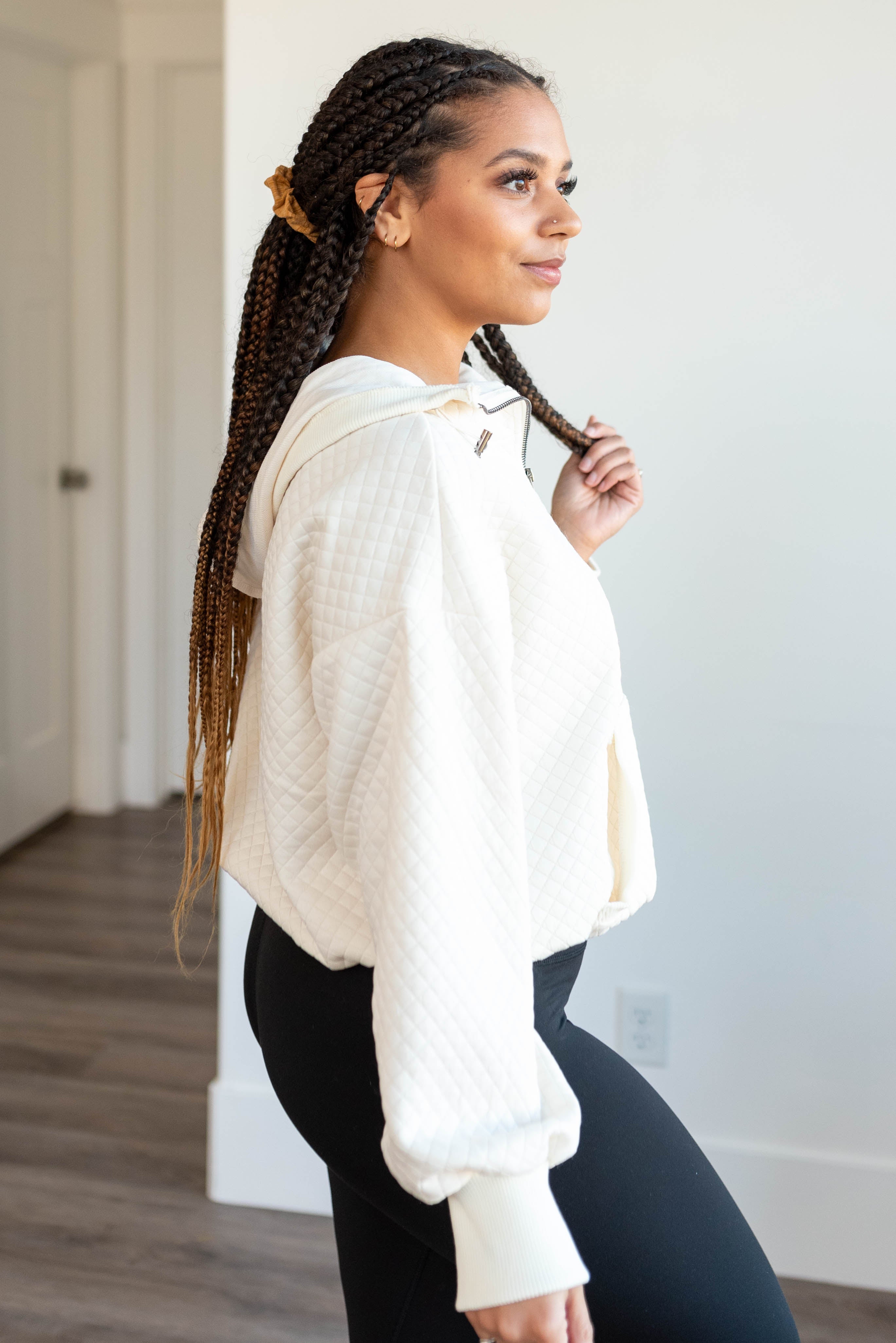 Gina Cream Quilted Half Zip Pullover