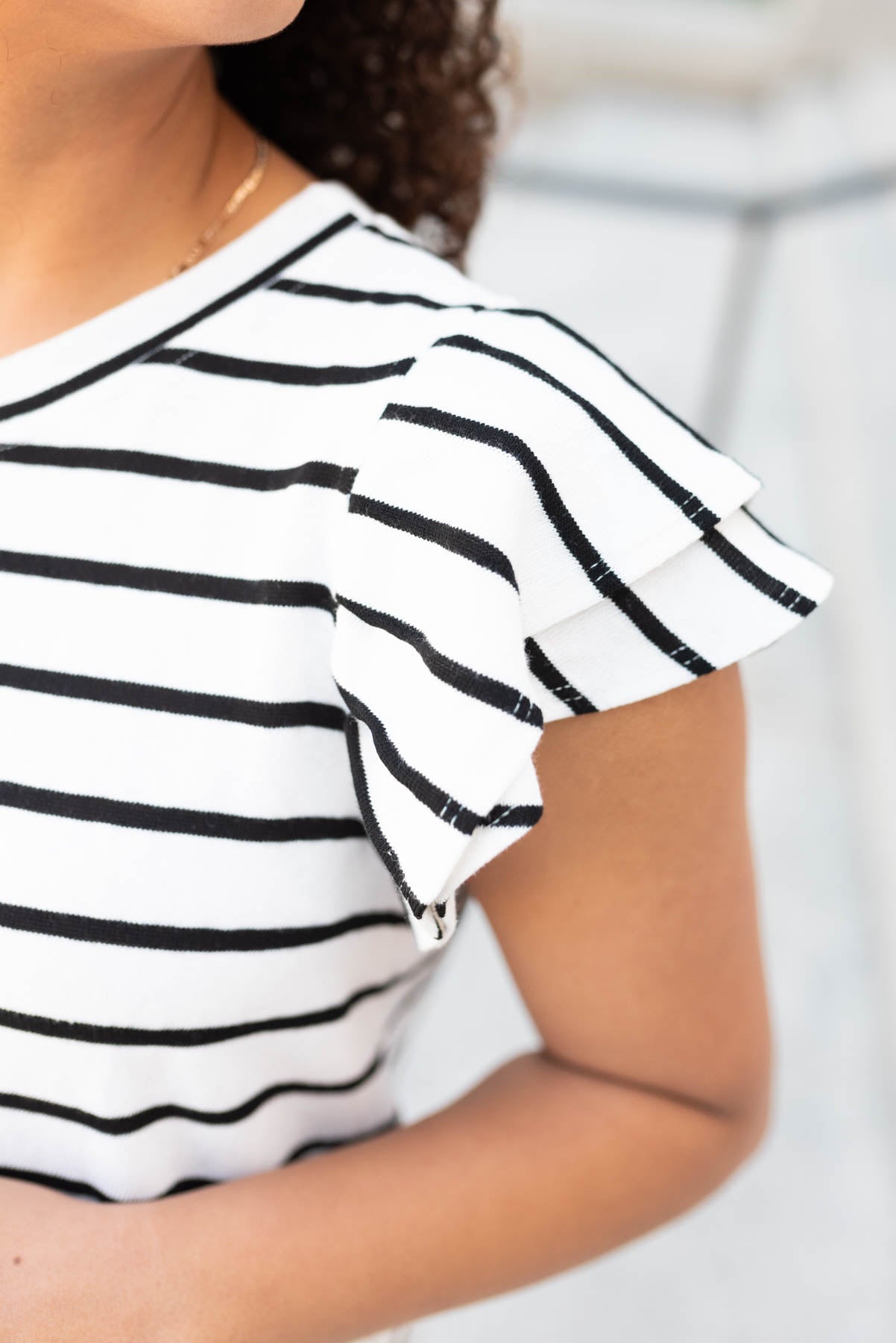 Ginny Black Stripe Ruffle Top