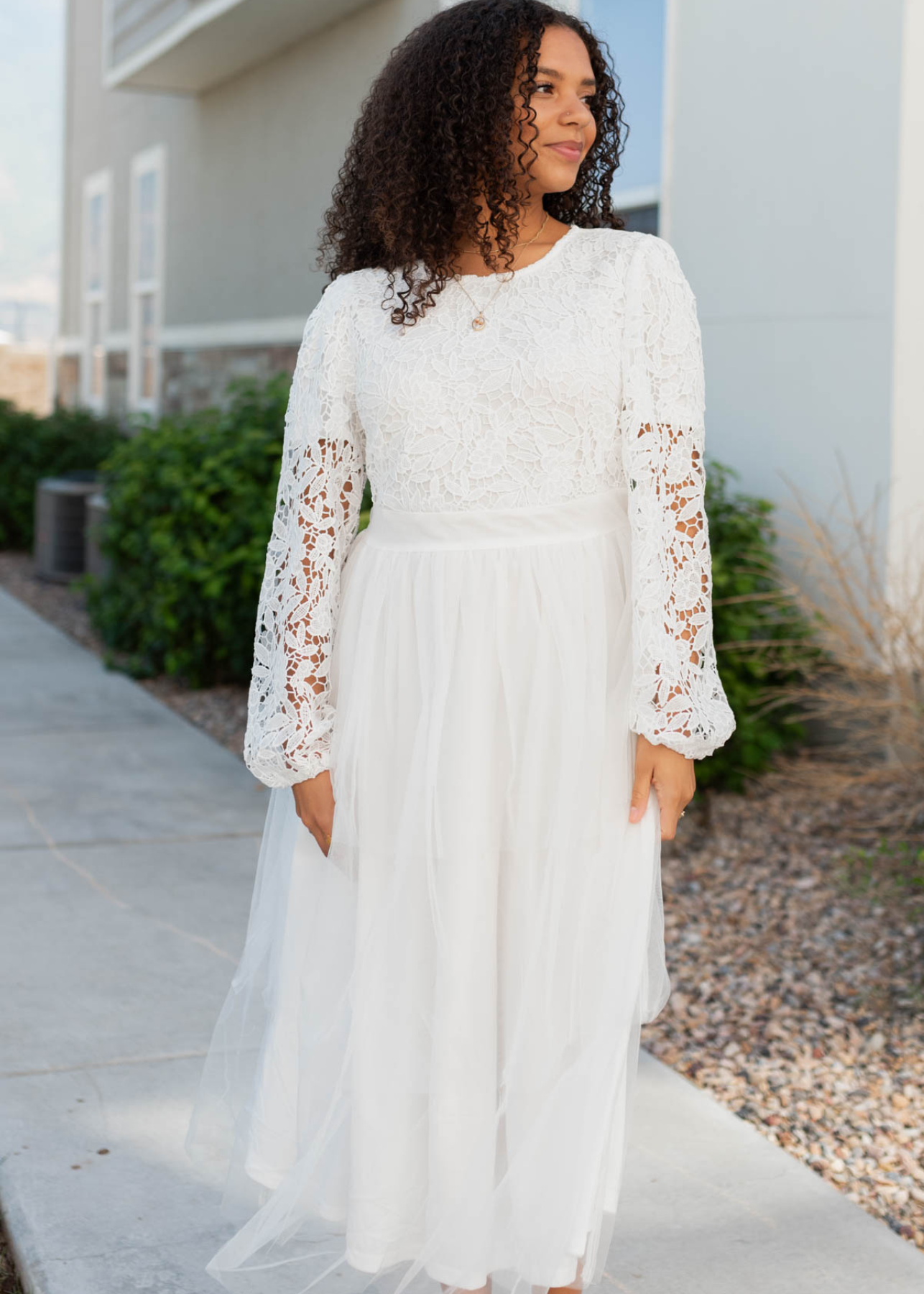 Giselle White Lace Tulle Dress