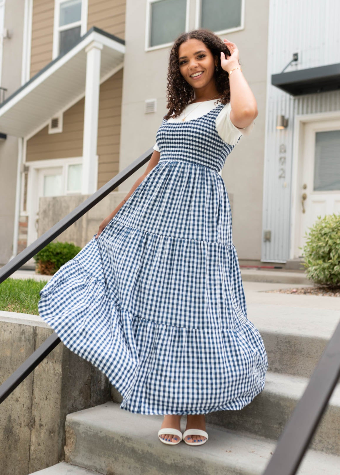 Glory Navy Gingham Dress