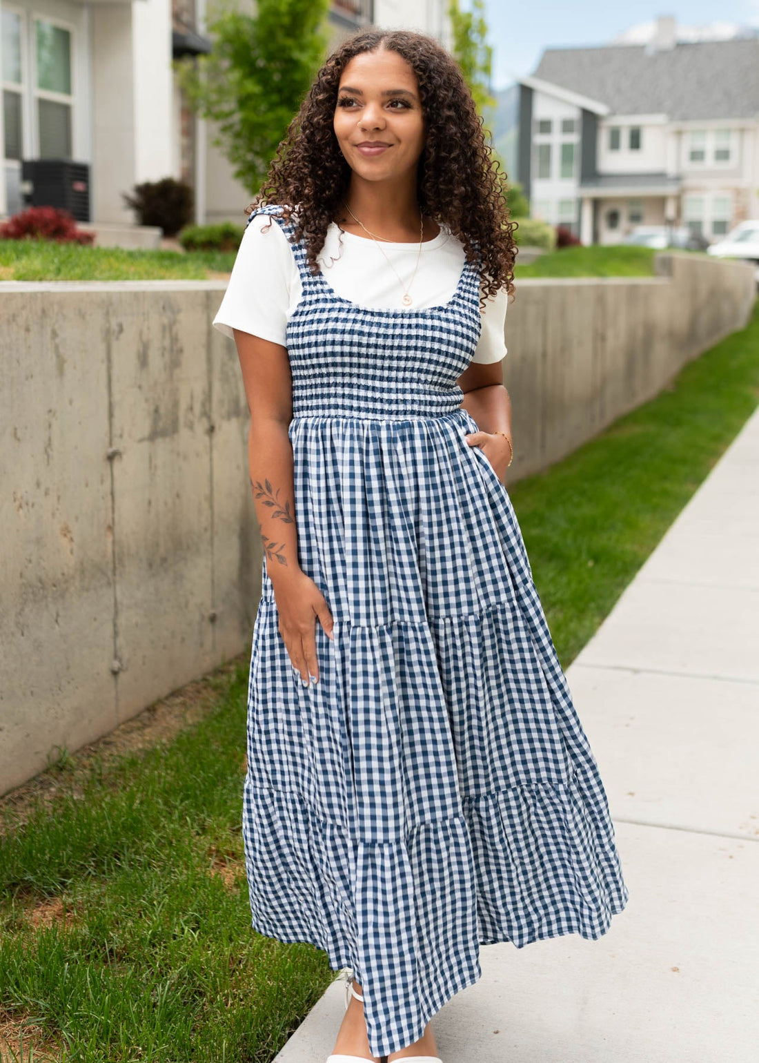 Glory Navy Gingham Dress