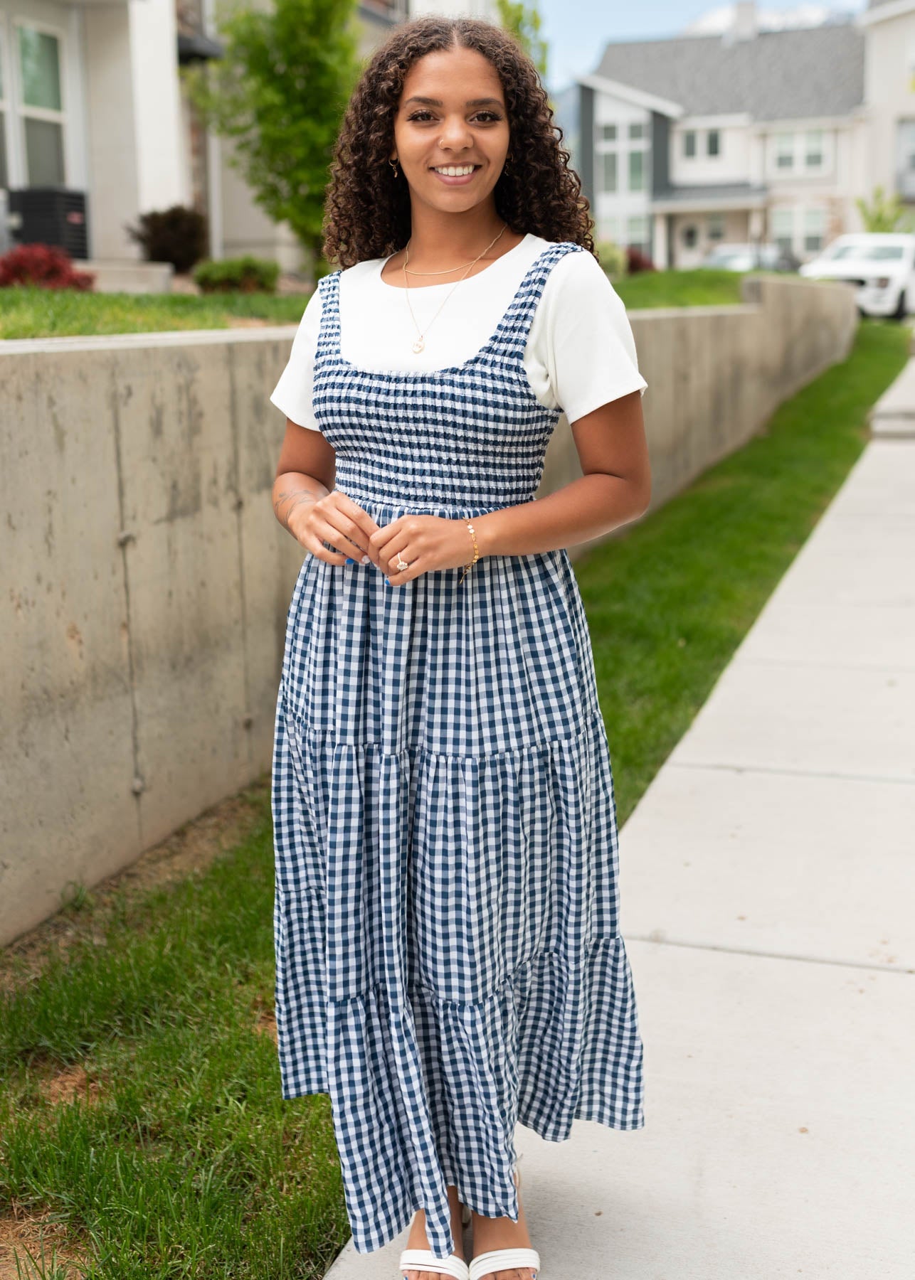Glory Navy Gingham Dress