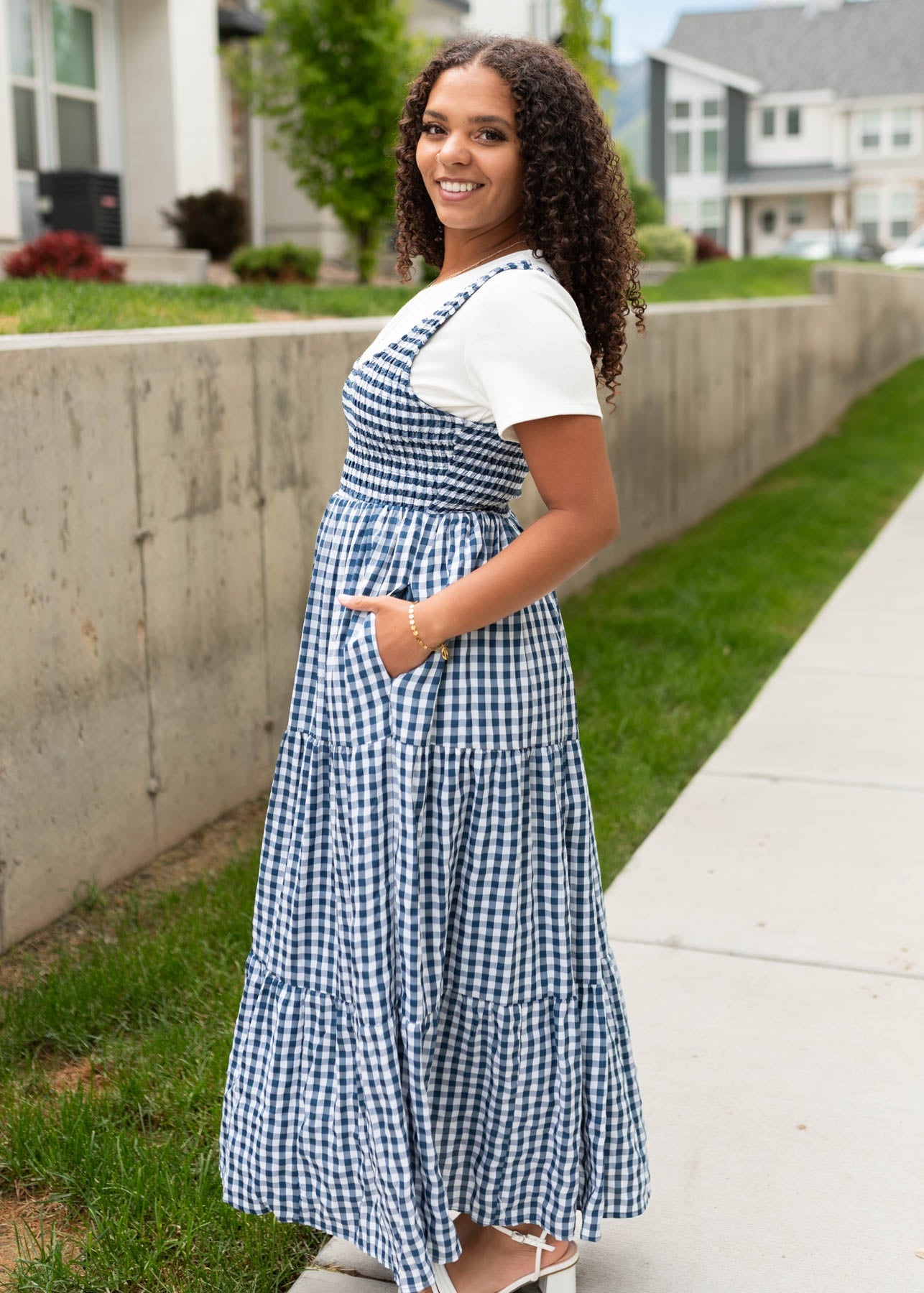 Glory Navy Gingham Dress