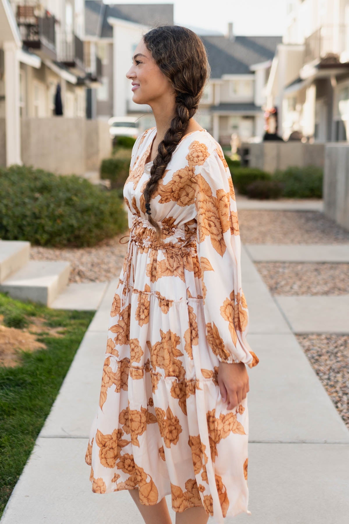 GraceAnne Beige Floral Dress
