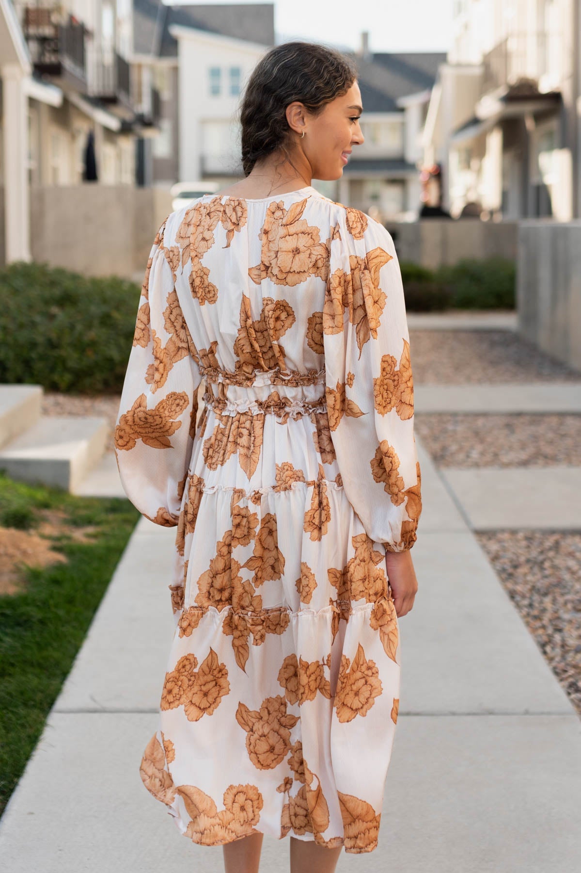 GraceAnne Beige Floral Dress