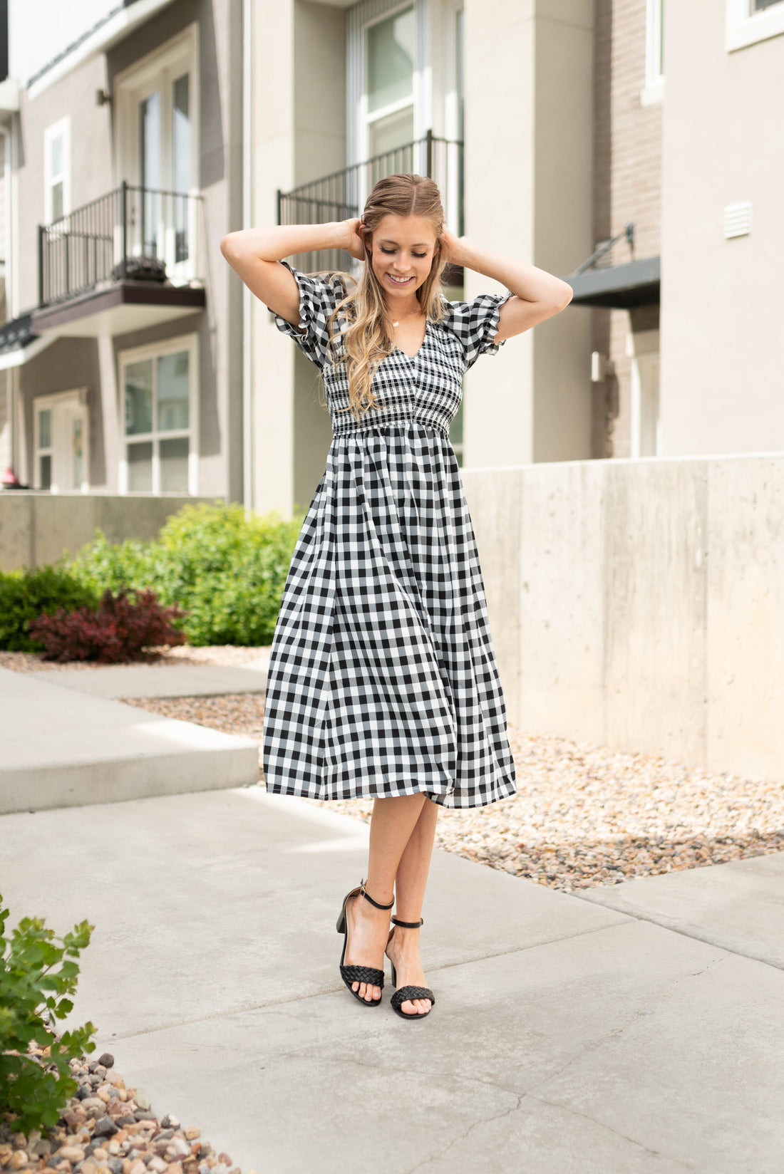 Grace Black Gingham Dress