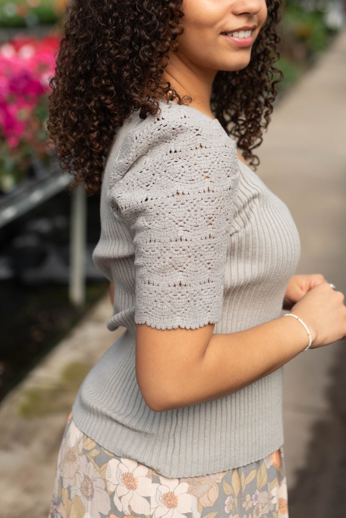 Grace Grey Patterned Top