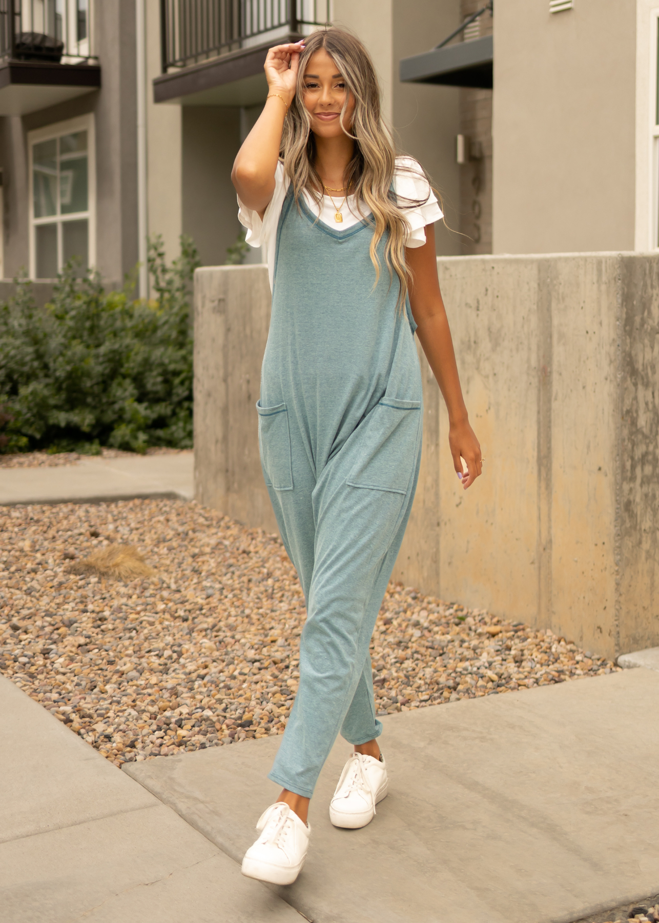 Gwen Dusty Teal Jumpsuit