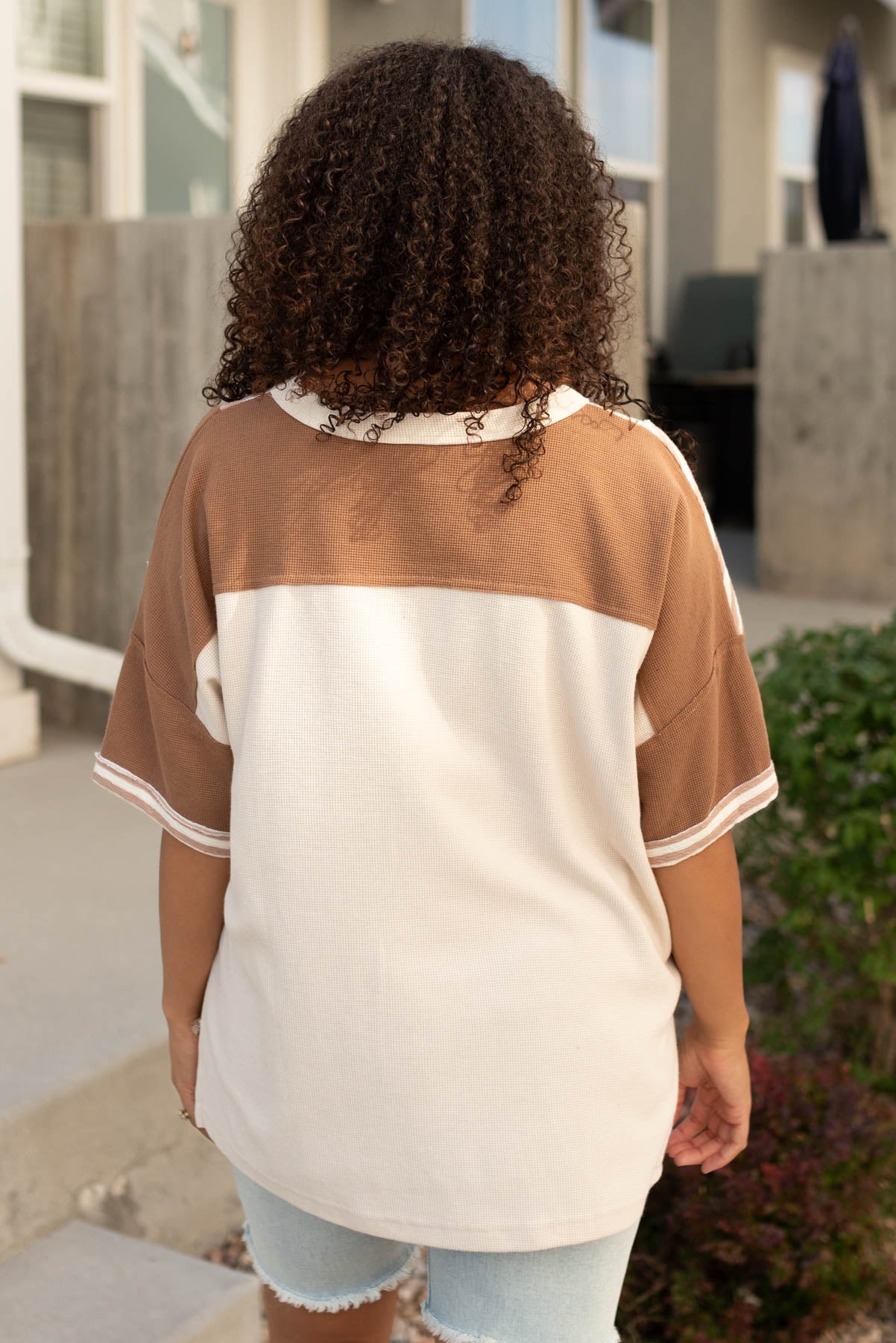 Hadley Tan Mixed Pattern Top